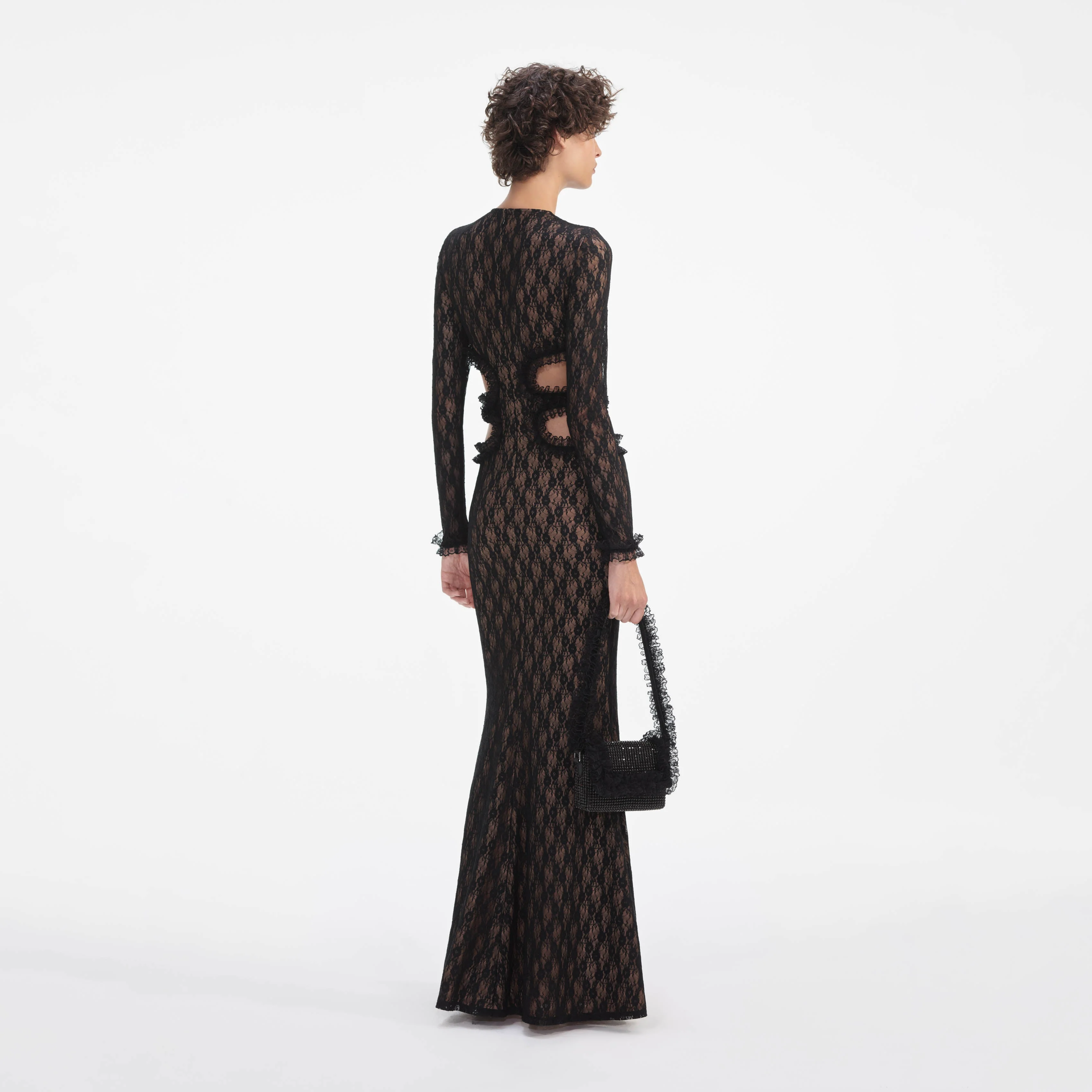 Black Lace Cut Out Maxi Dress - Image 3