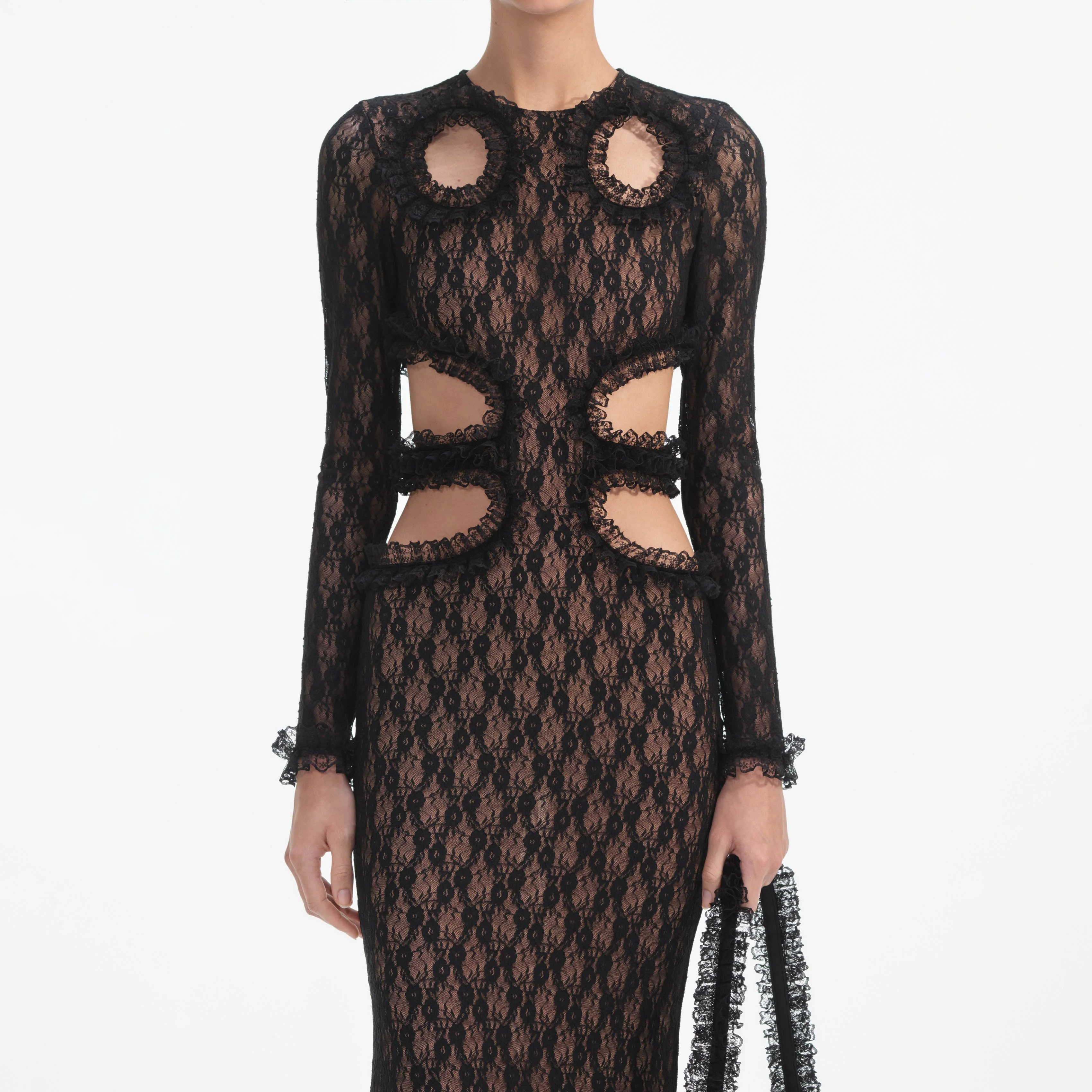 Black Lace Cut Out Maxi Dress - Image 4