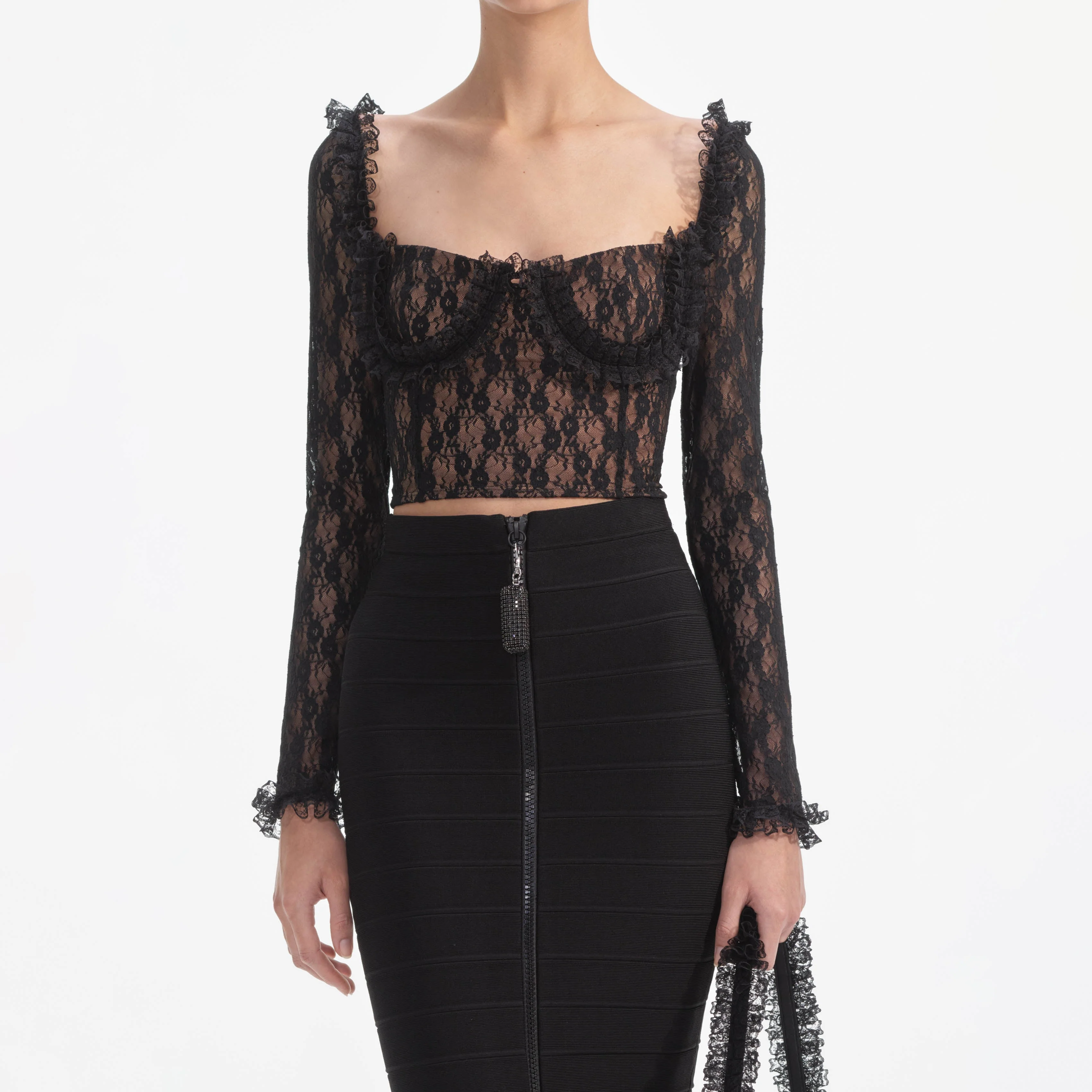 Black Lace Ruffle Top - Image 4