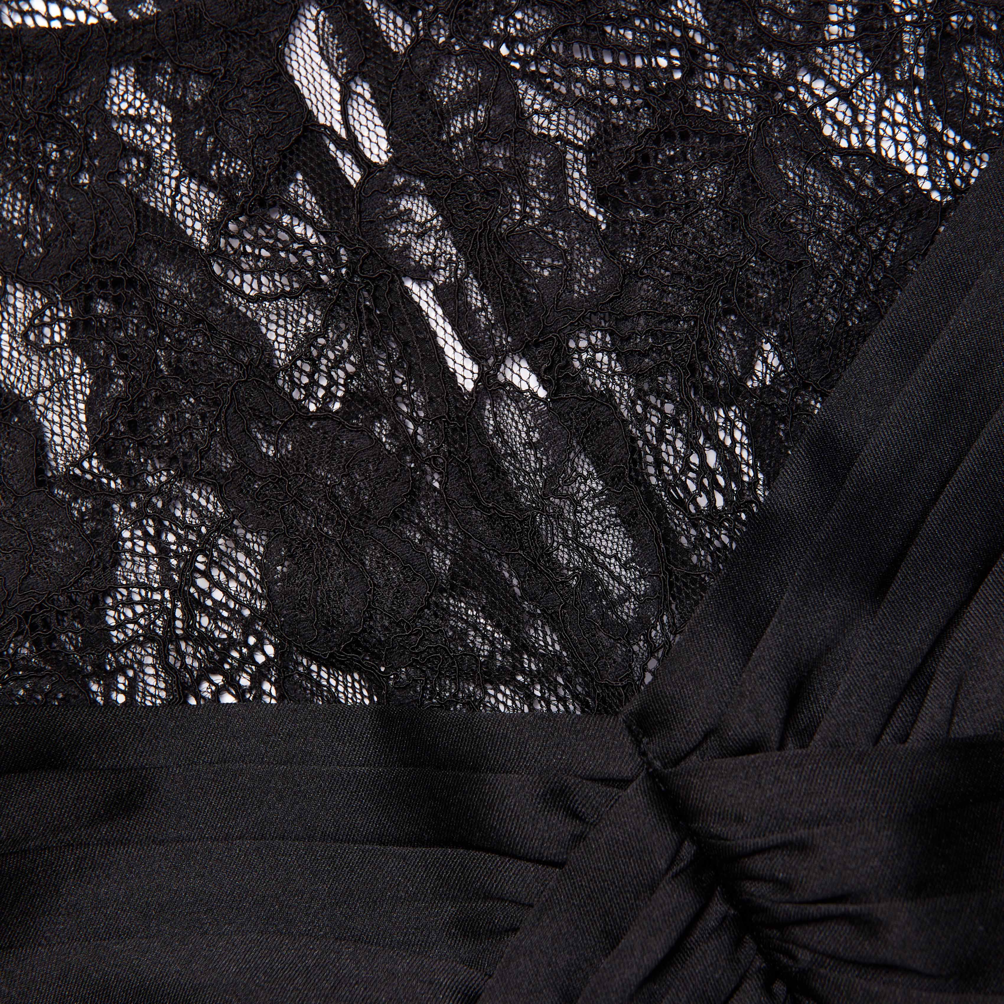 Black Taffeta Lace Mini Dress - Image 5