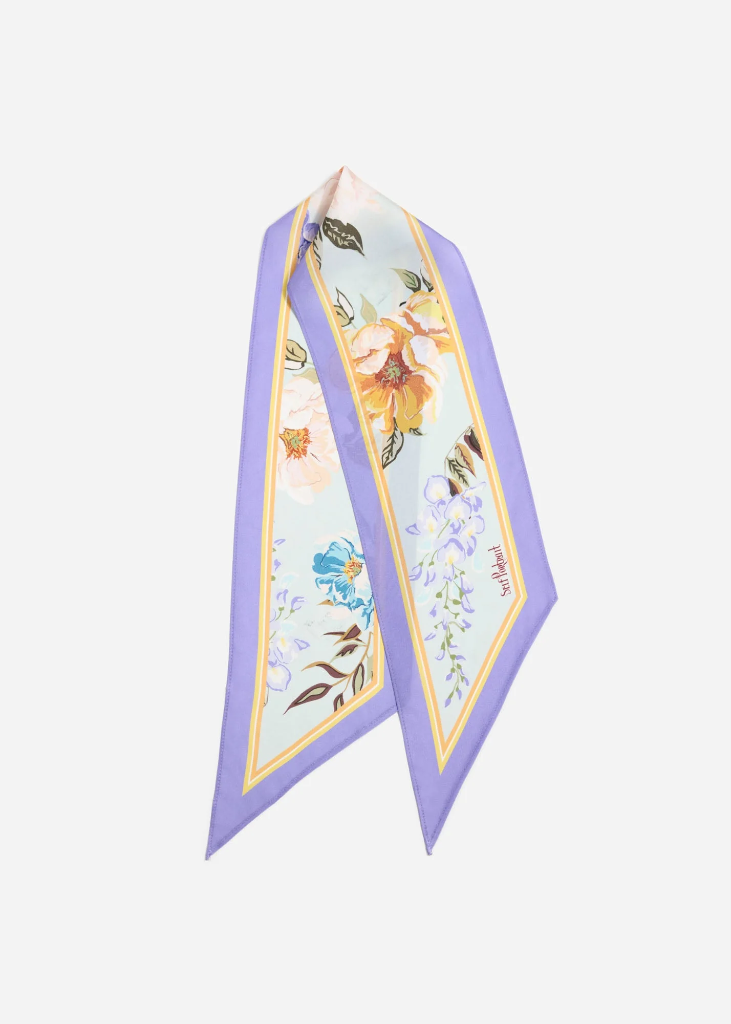 Blue Floral Twill Scarf - Image 2