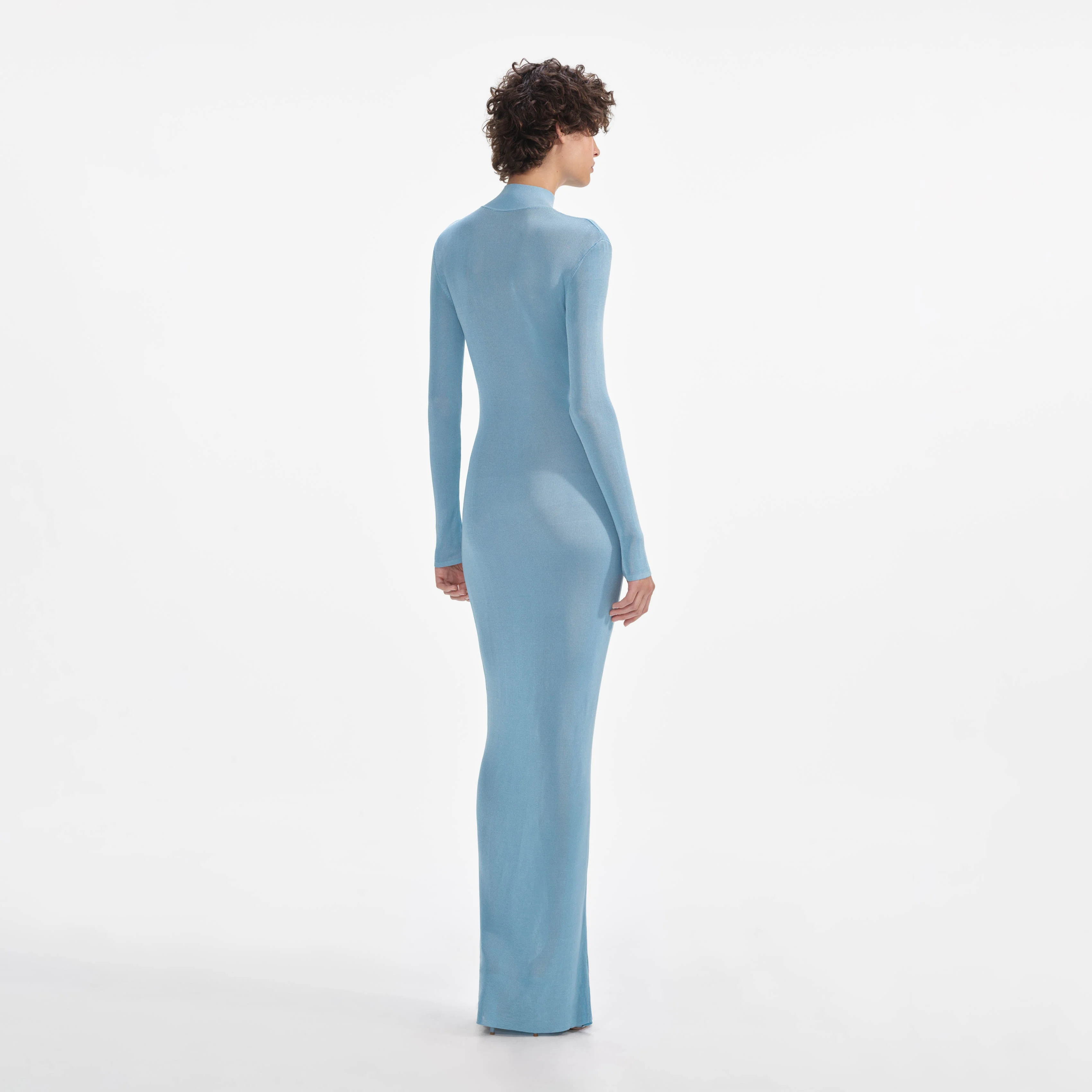 Blue Knit Cut Out Maxi Dress - Image 3