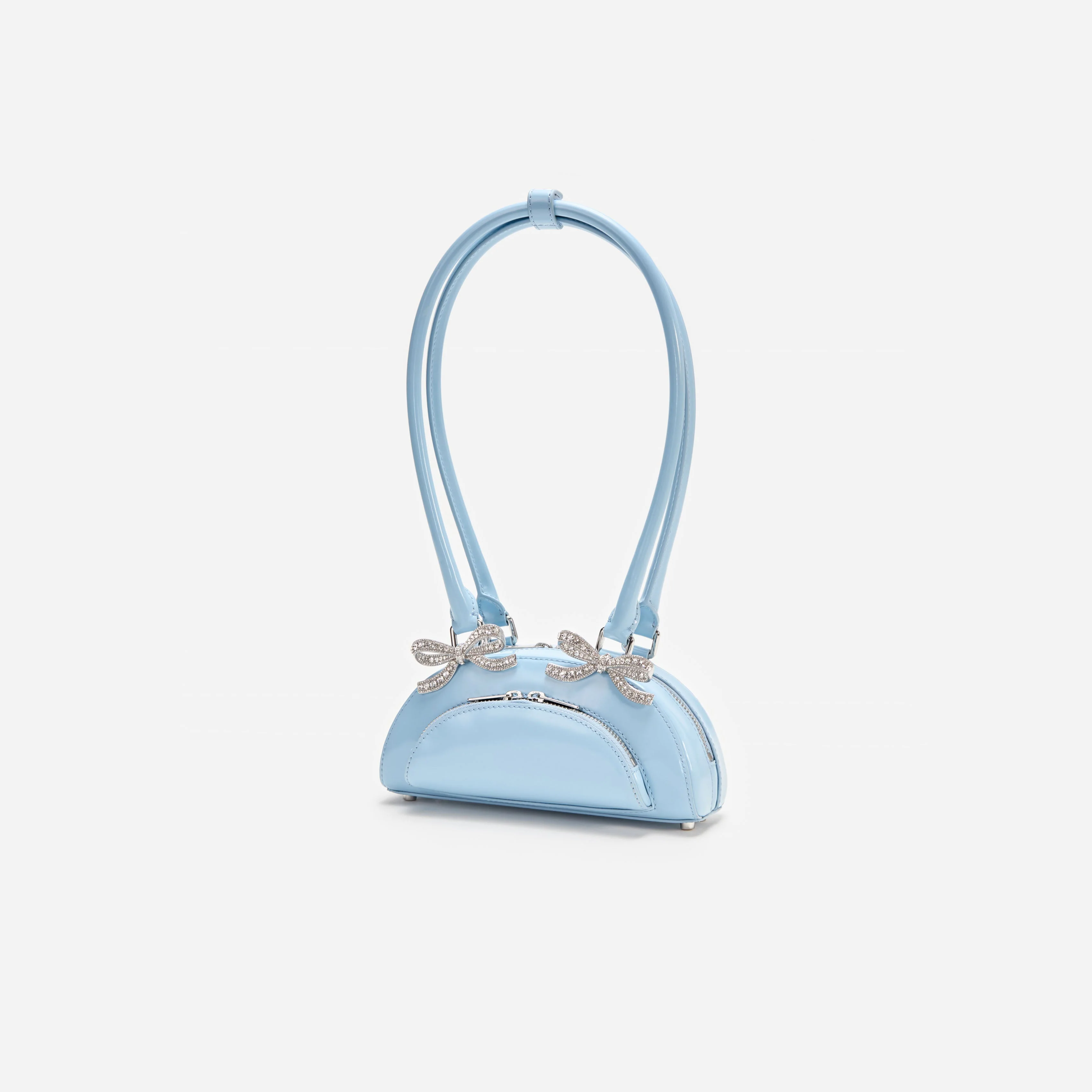 Blue Leather Curved Mini Shoulder Bag - Image 2