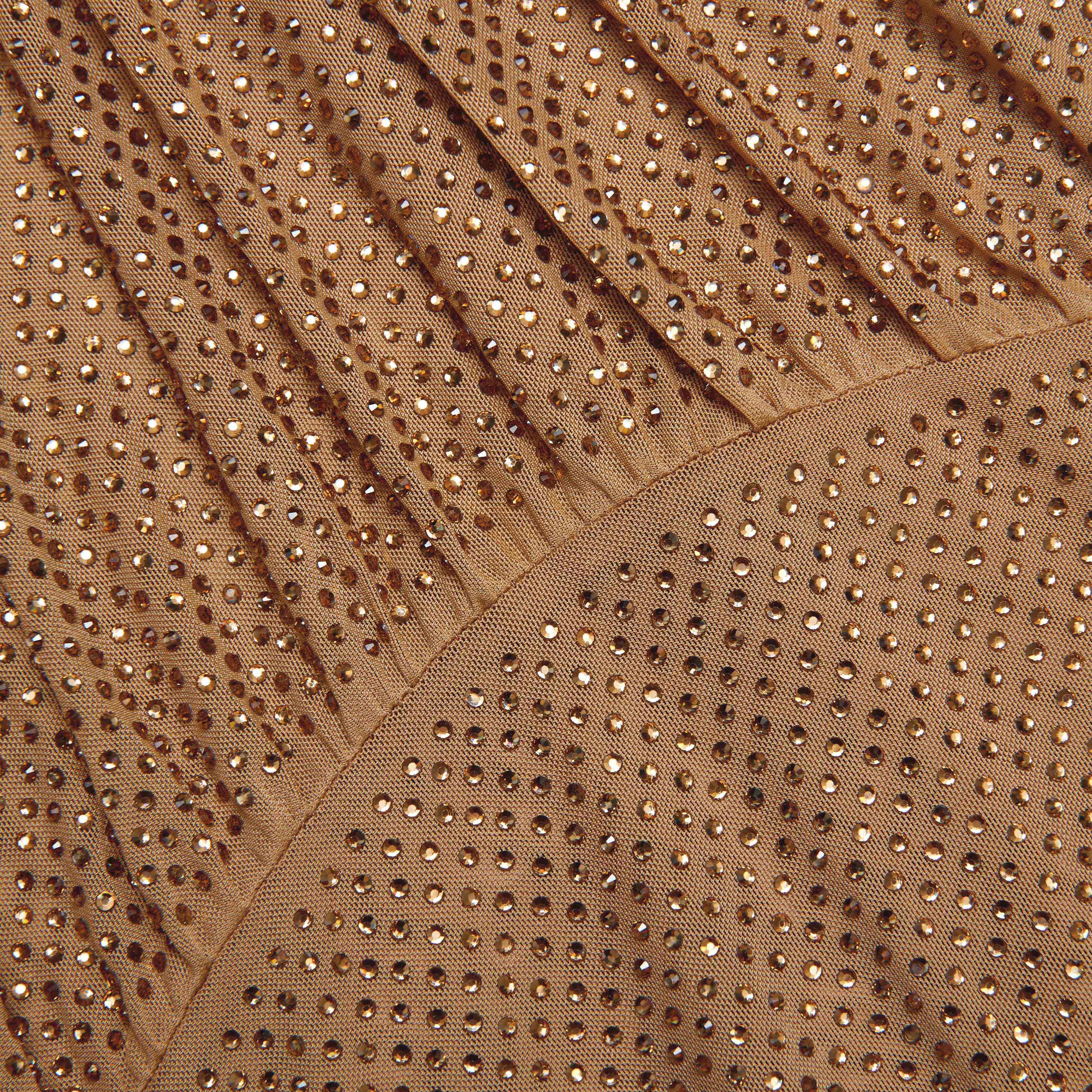 Brown Rhinestone Gathered Maxi Dress - Image 5
