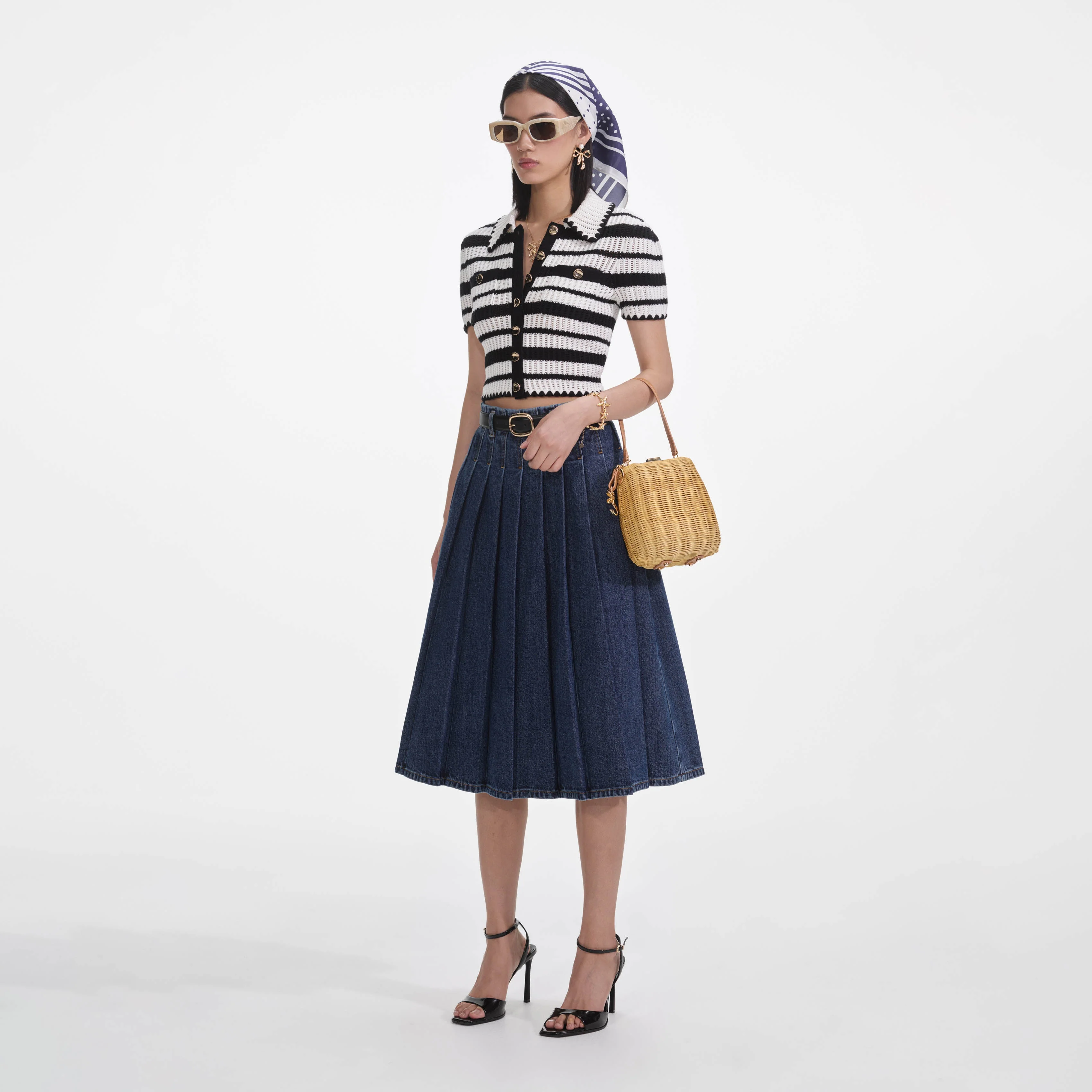 Cream And Black Striped Crochet Top - Image 2