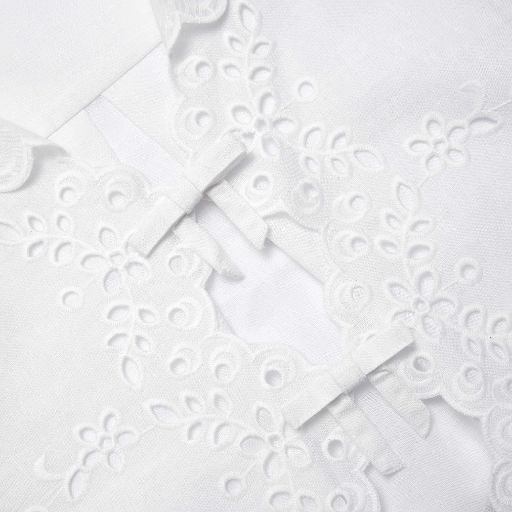 Cream Linen Embroidered Trousers - Image 5