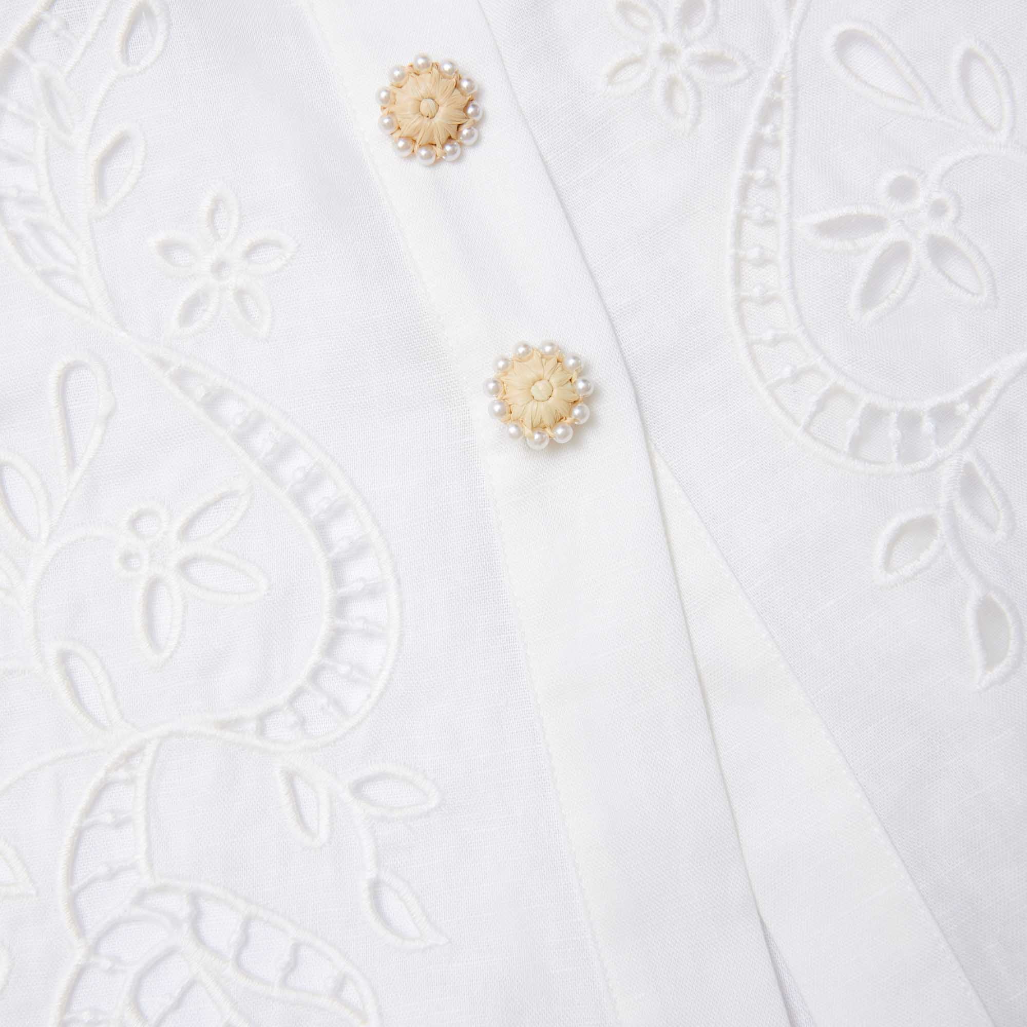 Cream Linen Peplum Midi Dress - Image 4