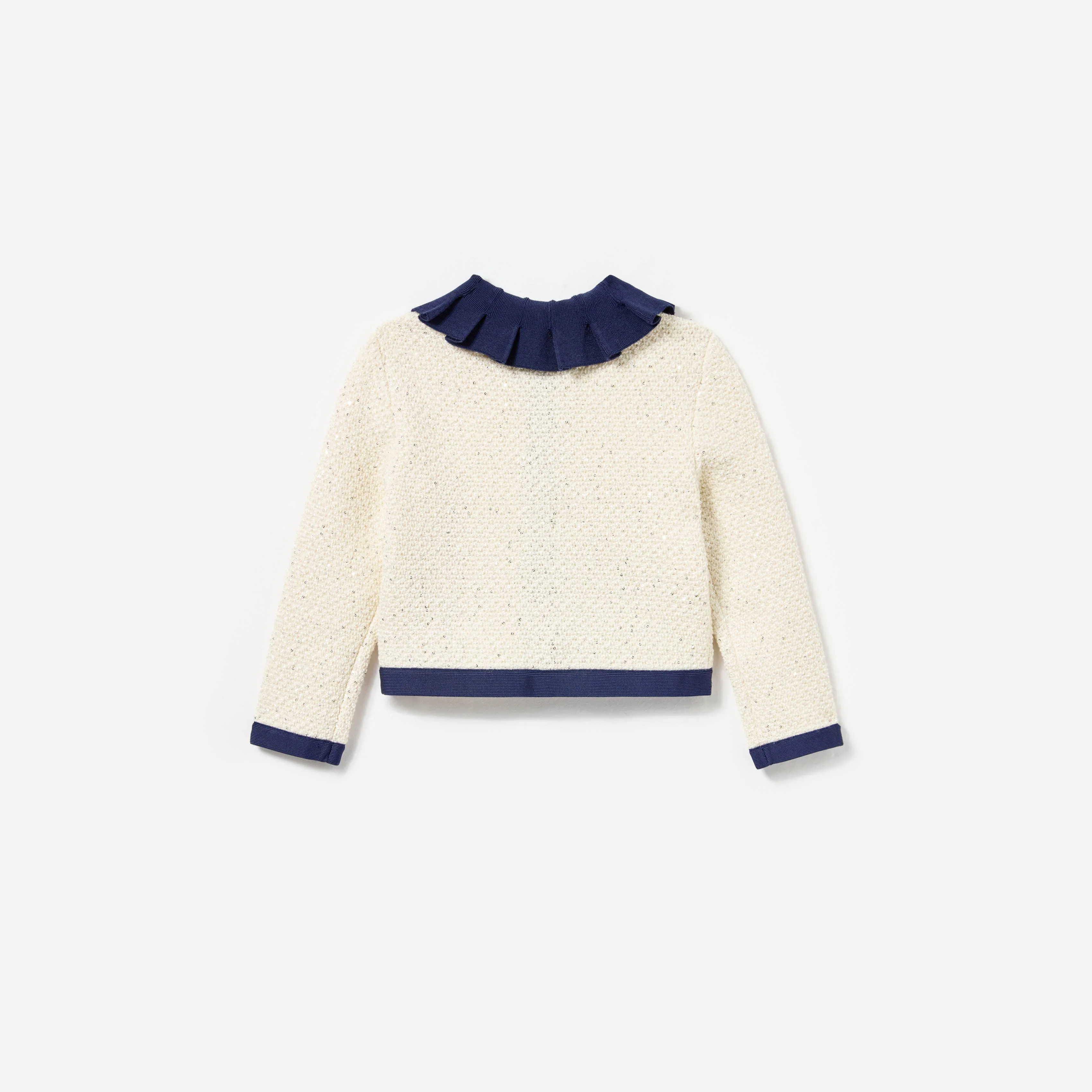 Cream Sequin Knit Cardigan - Image 2