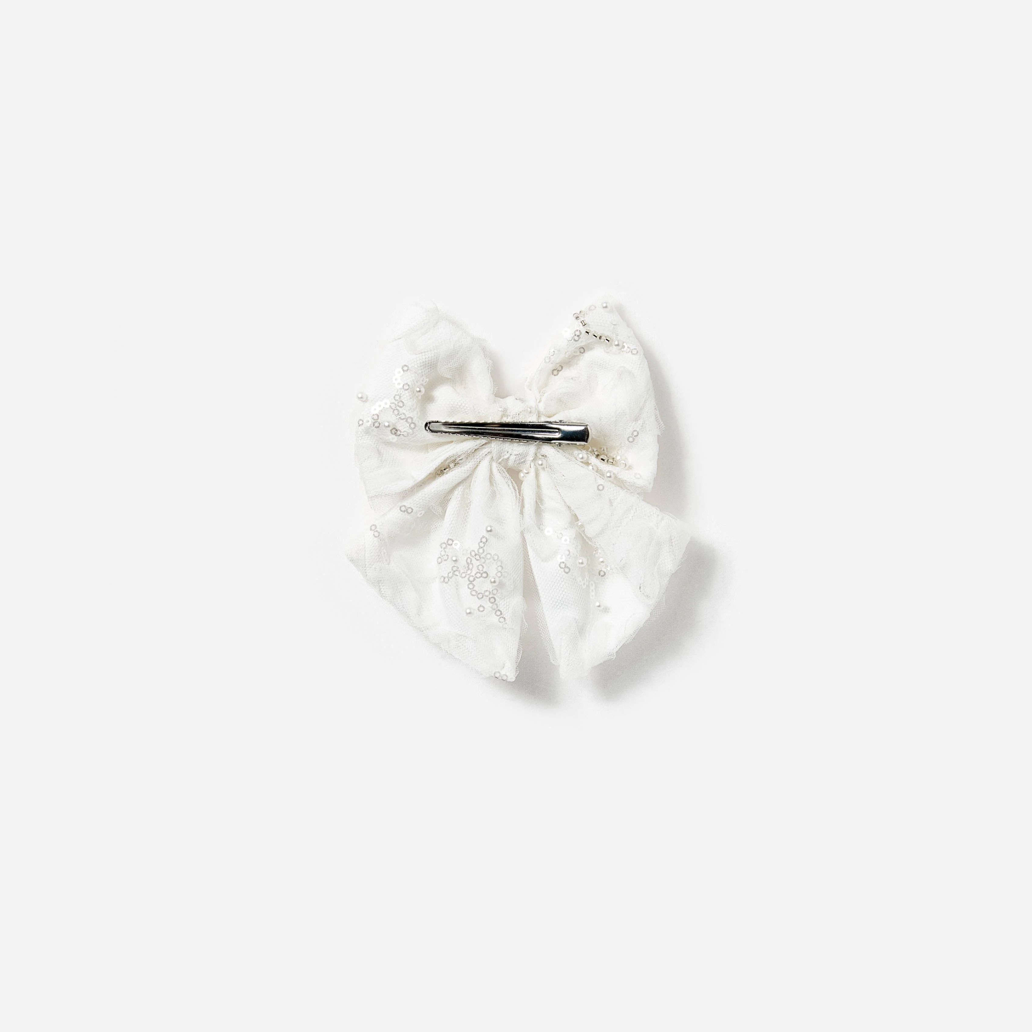 Cream Tulle Hair Bow - Image 2