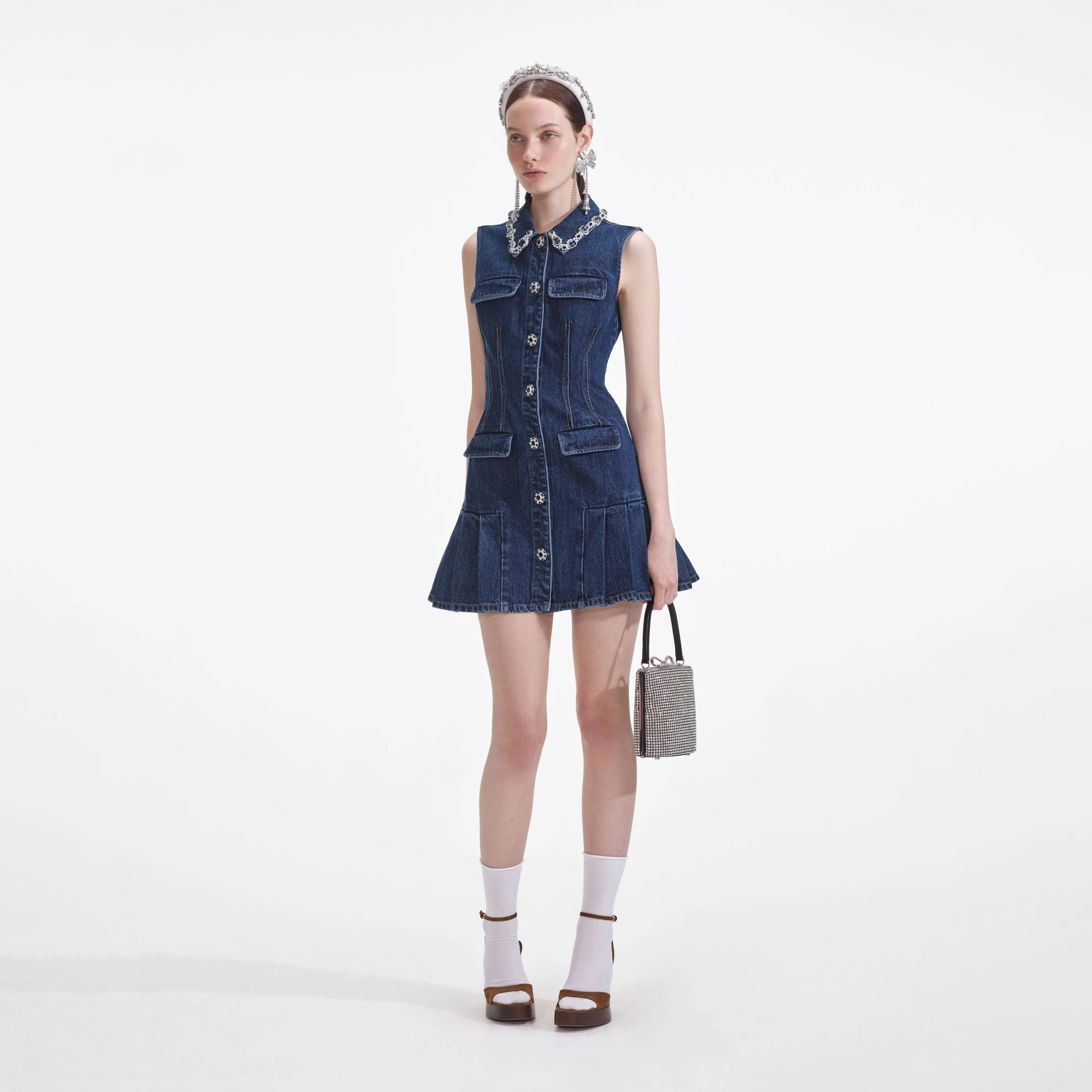 Denim Sleeveless Mini Dress - Image 2