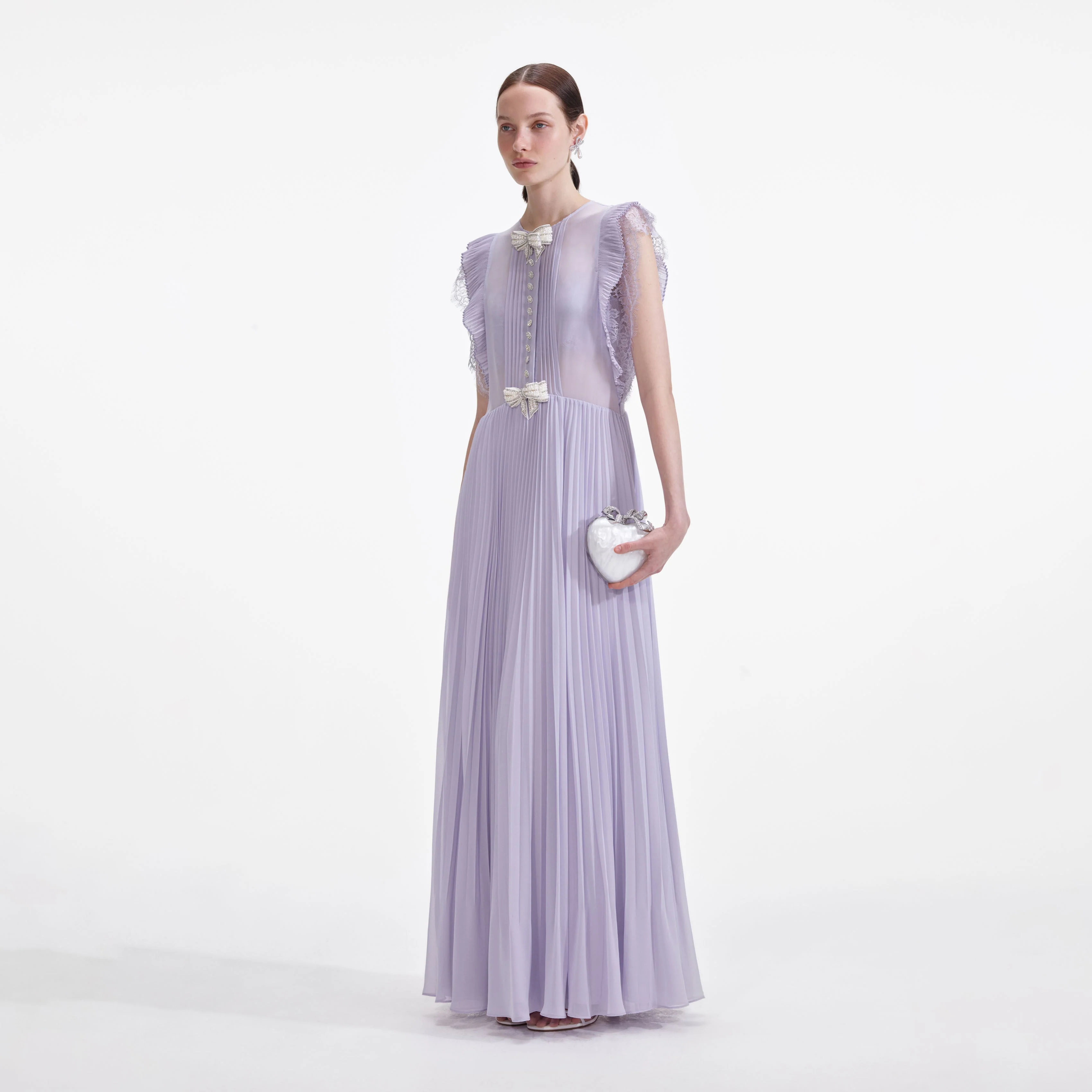 Lilac Chiffon Ruffle Maxi Dress - Image 2