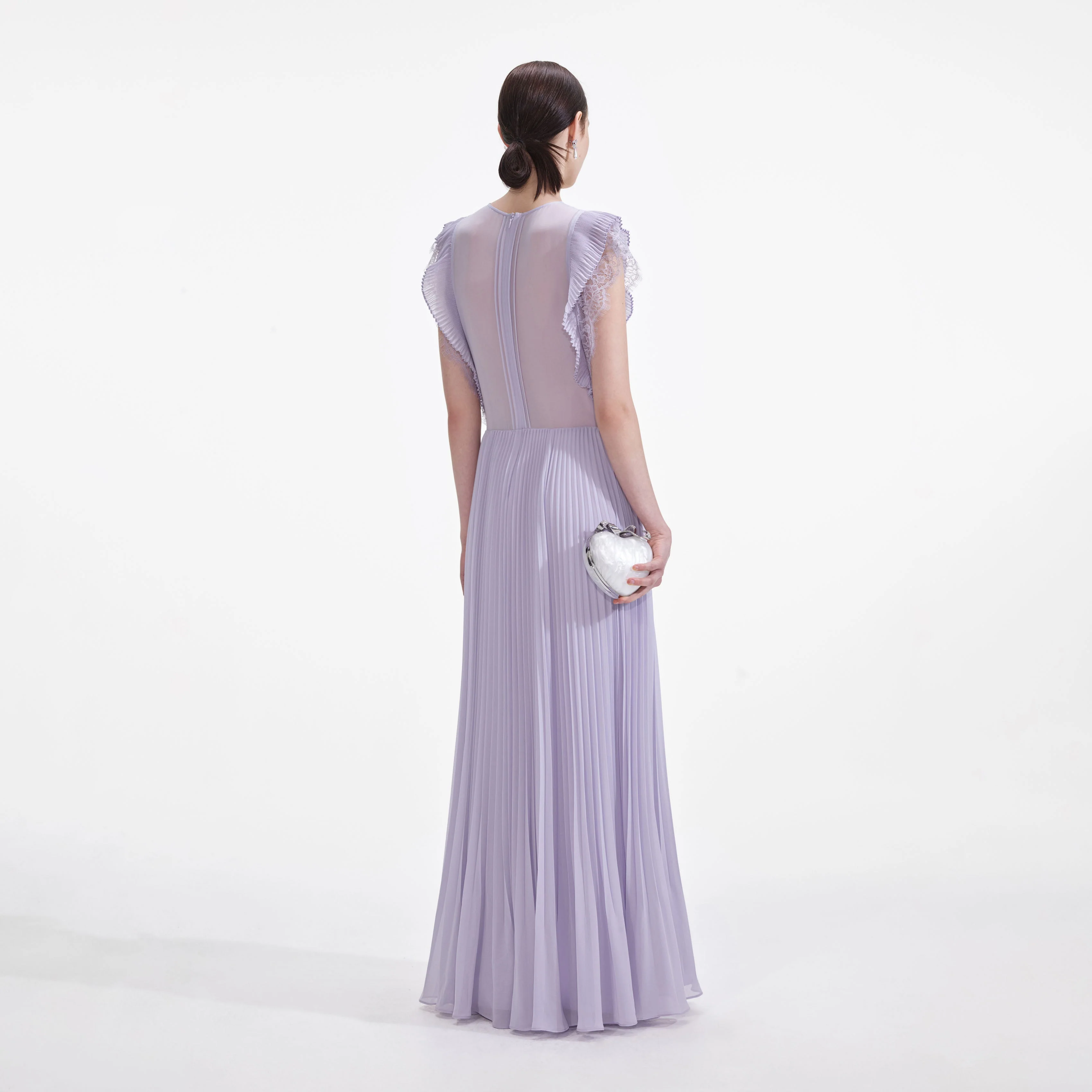 Lilac Chiffon Ruffle Maxi Dress - Image 3