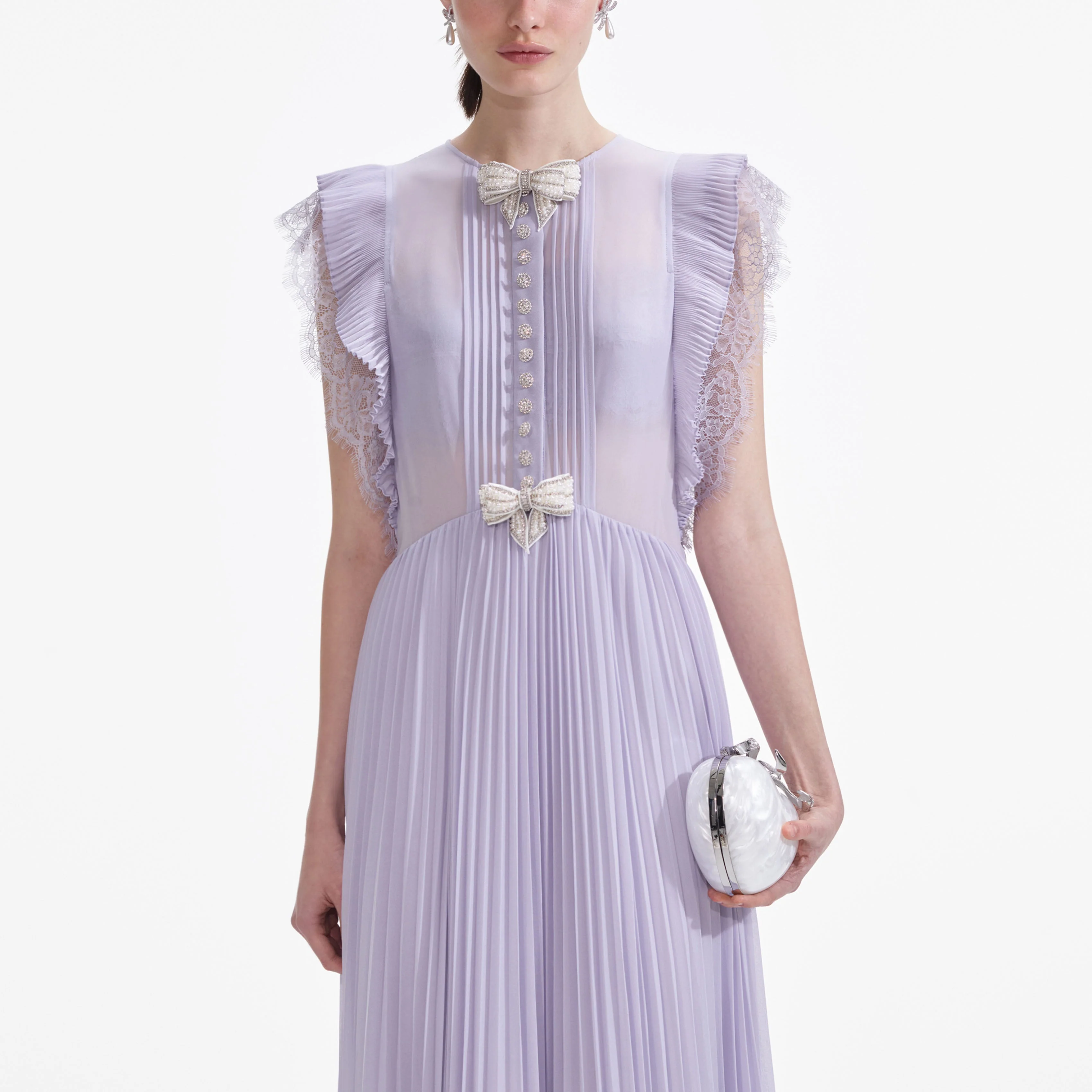Lilac Chiffon Ruffle Maxi Dress - Image 4
