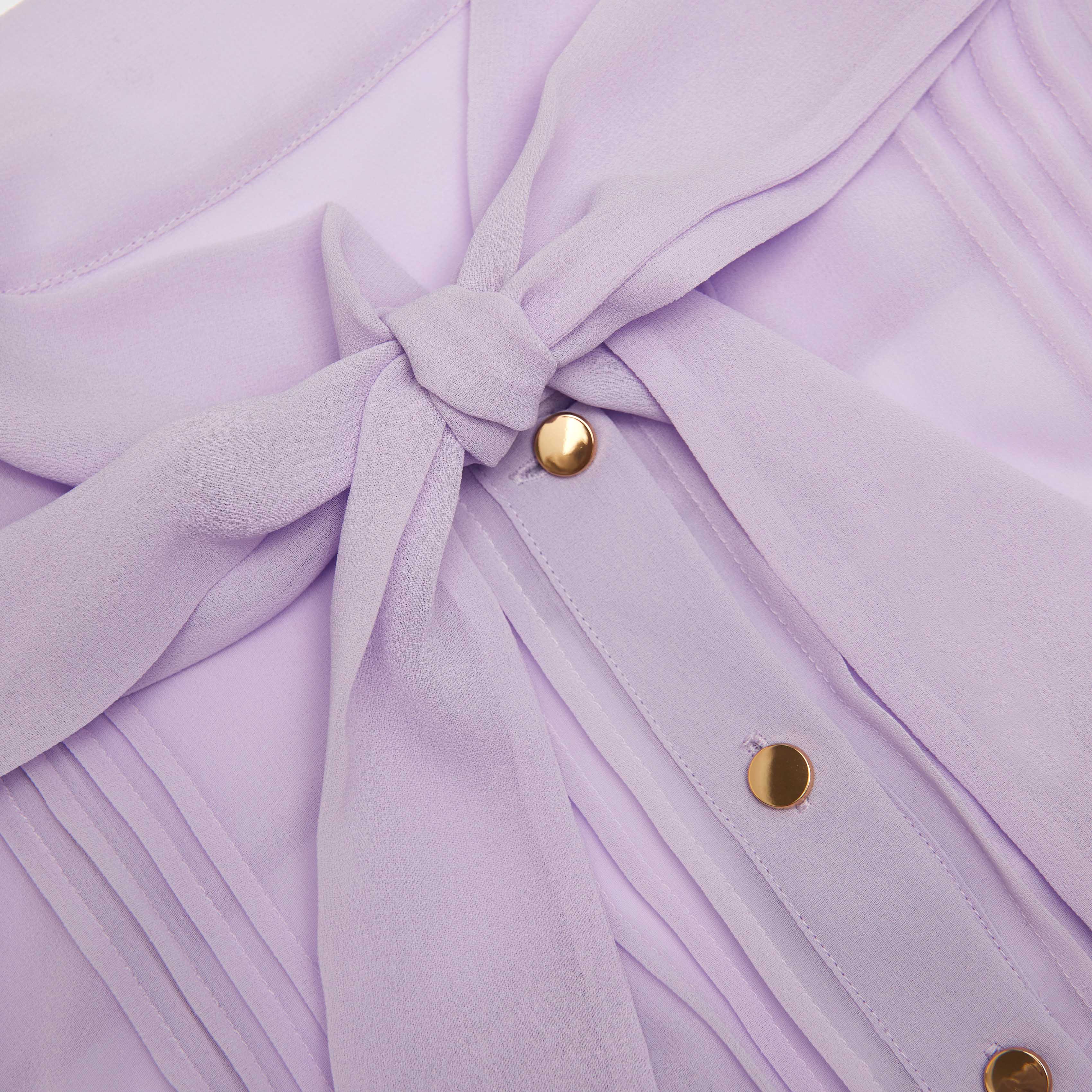 Lilac Chiffon Tie Neck Midi Dress - Image 5