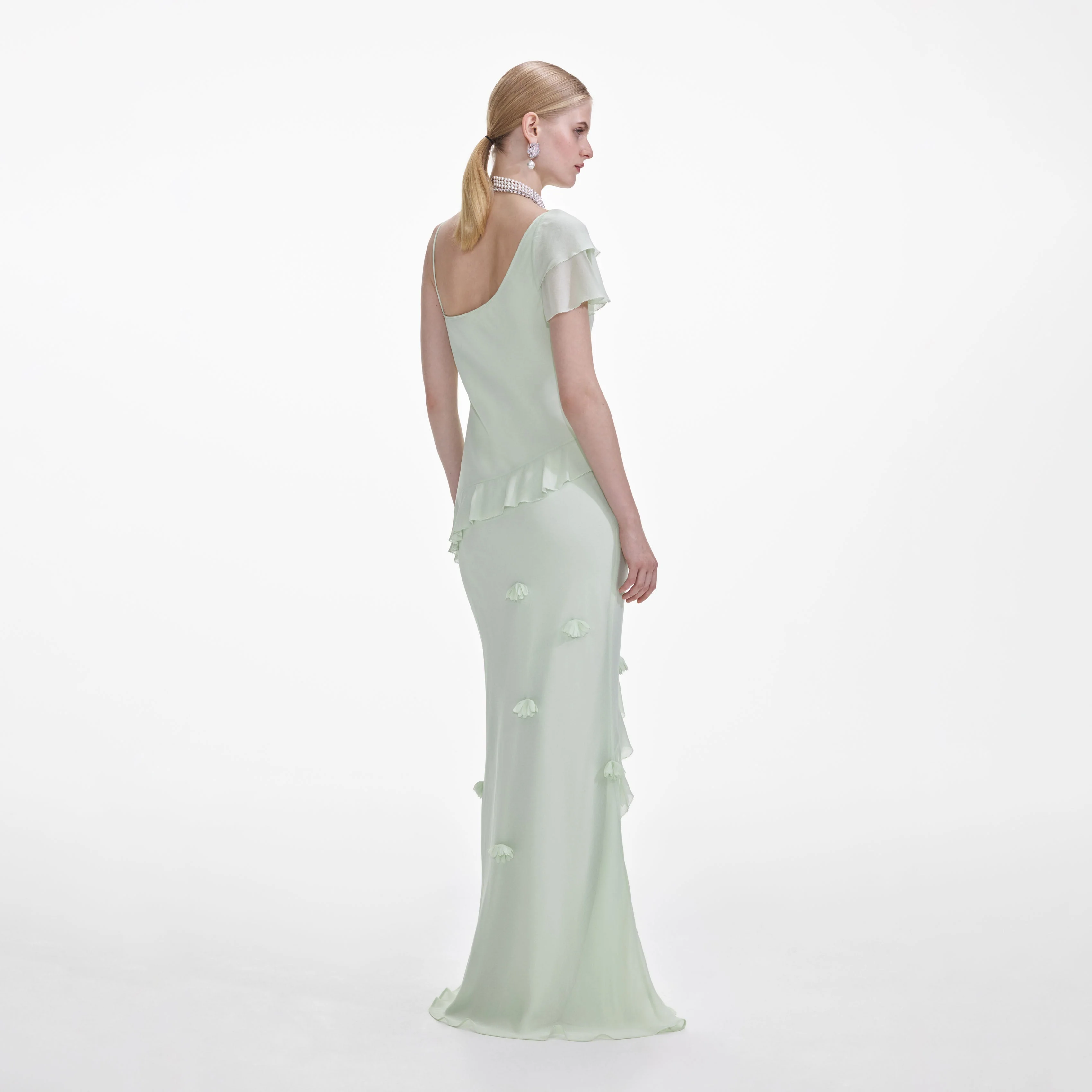 Mint Georgette Flower Maxi Dress - Image 3