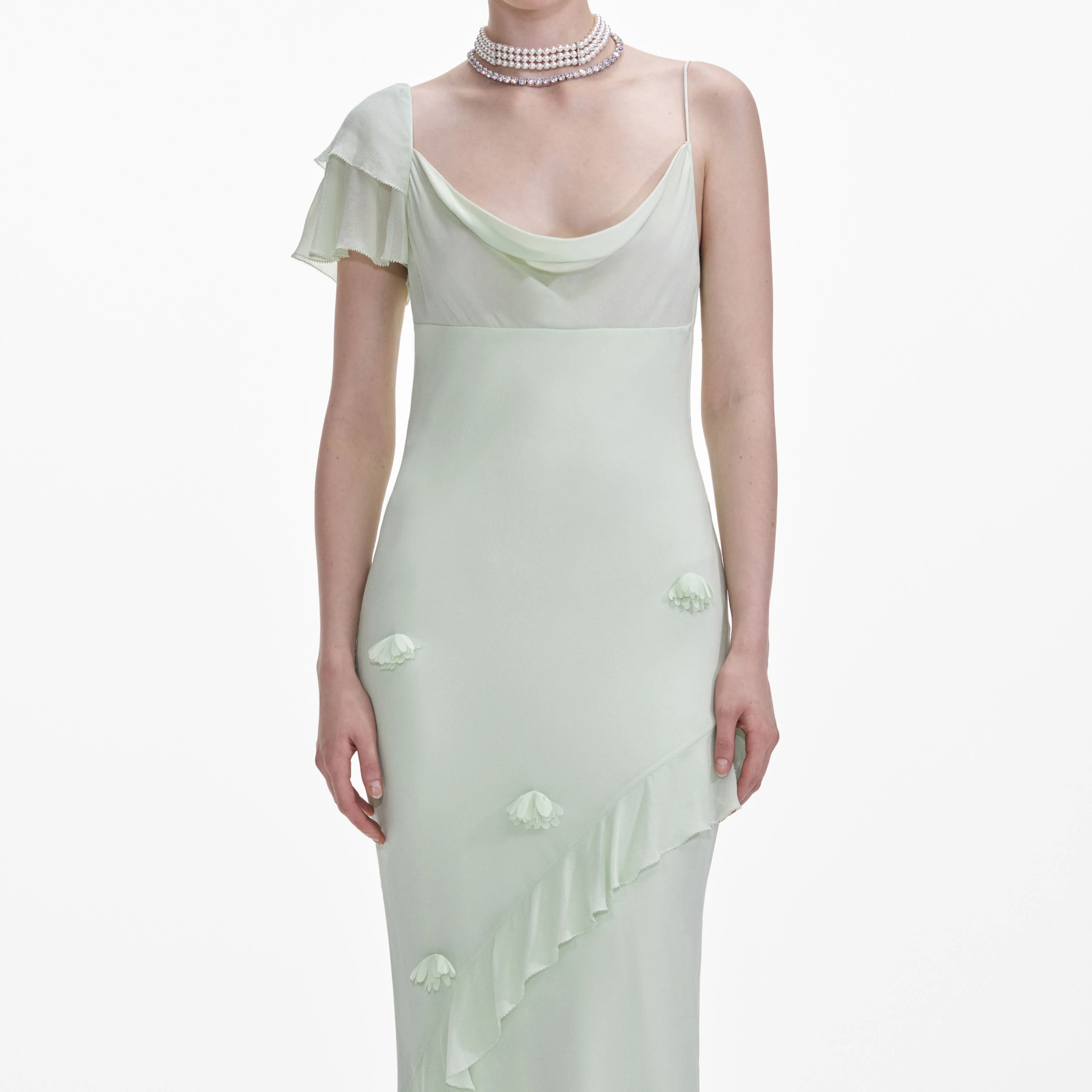 Mint Georgette Flower Maxi Dress - Image 4