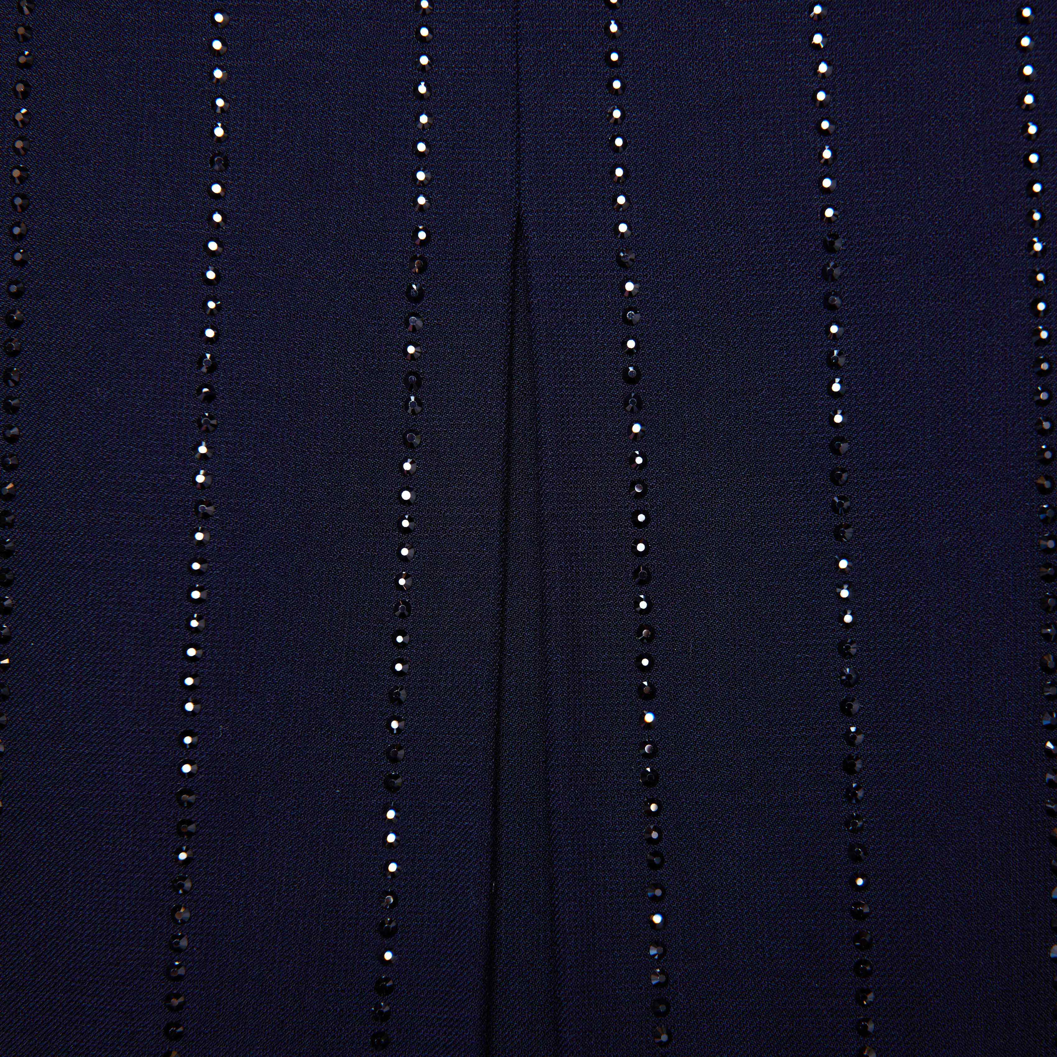Navy Rhinestone Pinstripe Mini Skirt - Image 5