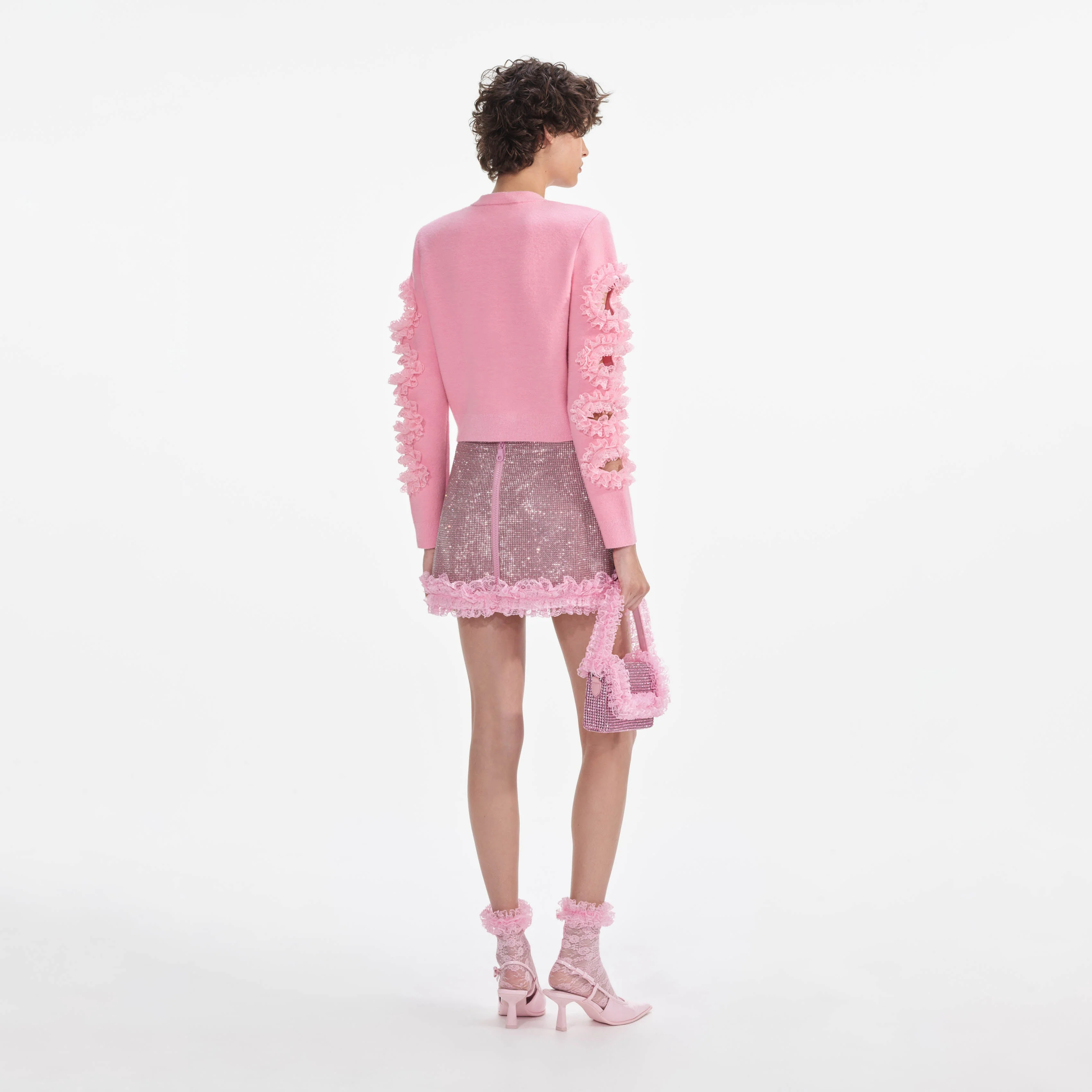 Pink Crystal Chainmail Mini Skirt - Image 3