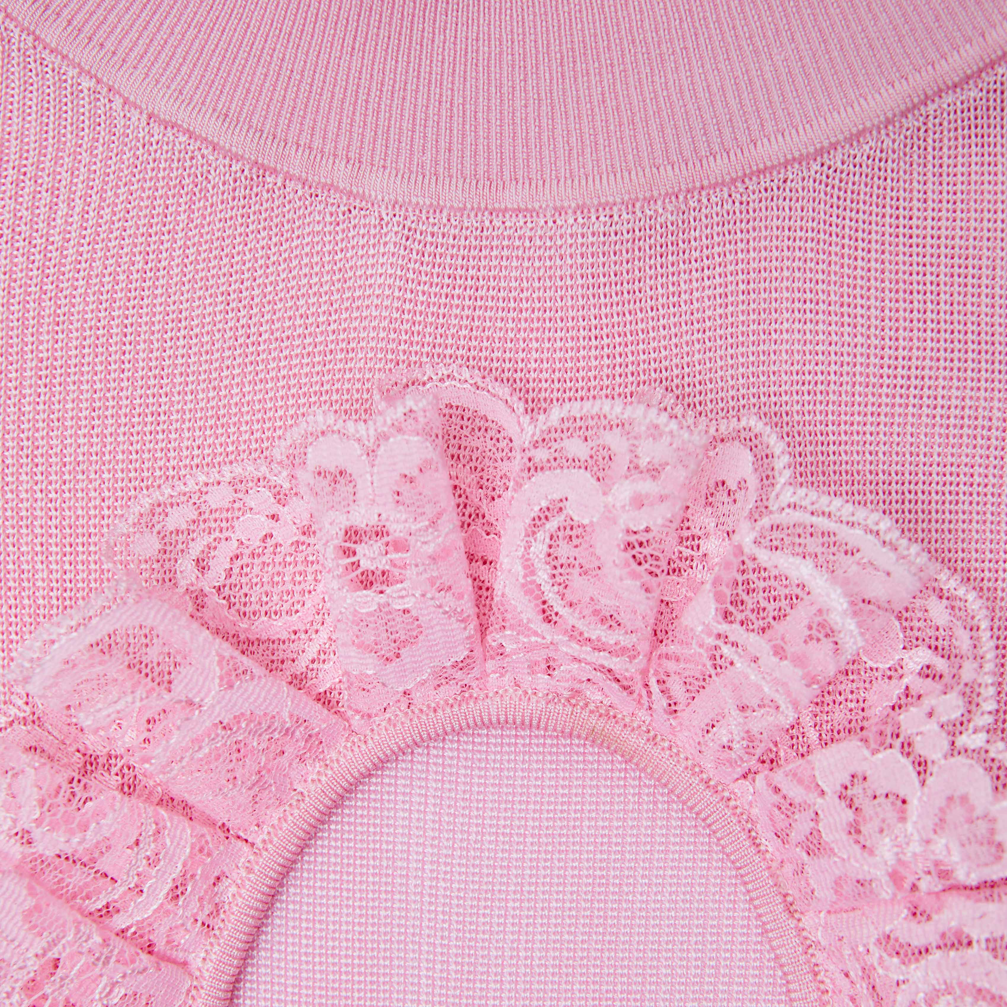 Pink Knit Cut Out Bodysuit - Image 5
