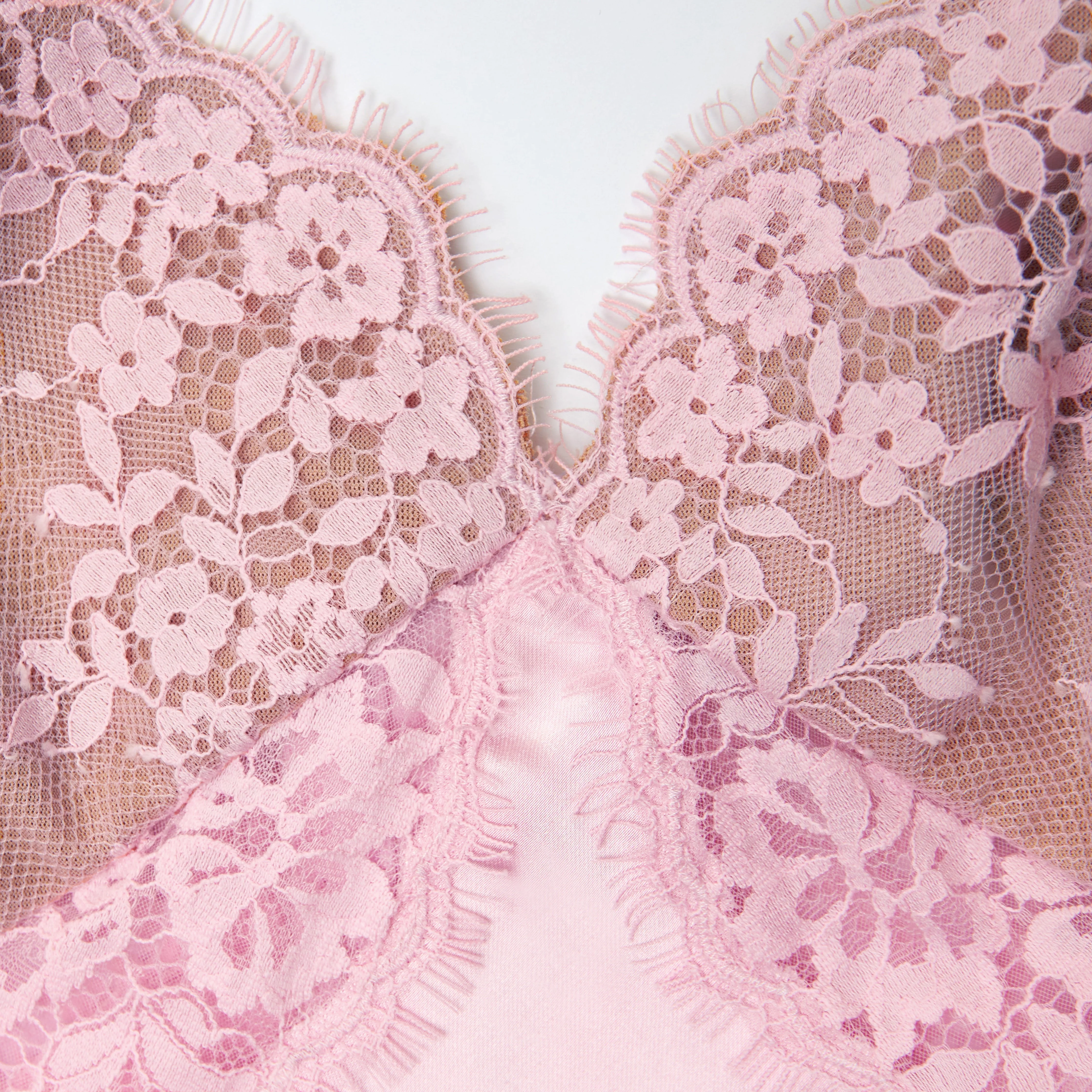 Pink Lace Satin Mini Dress - Image 5