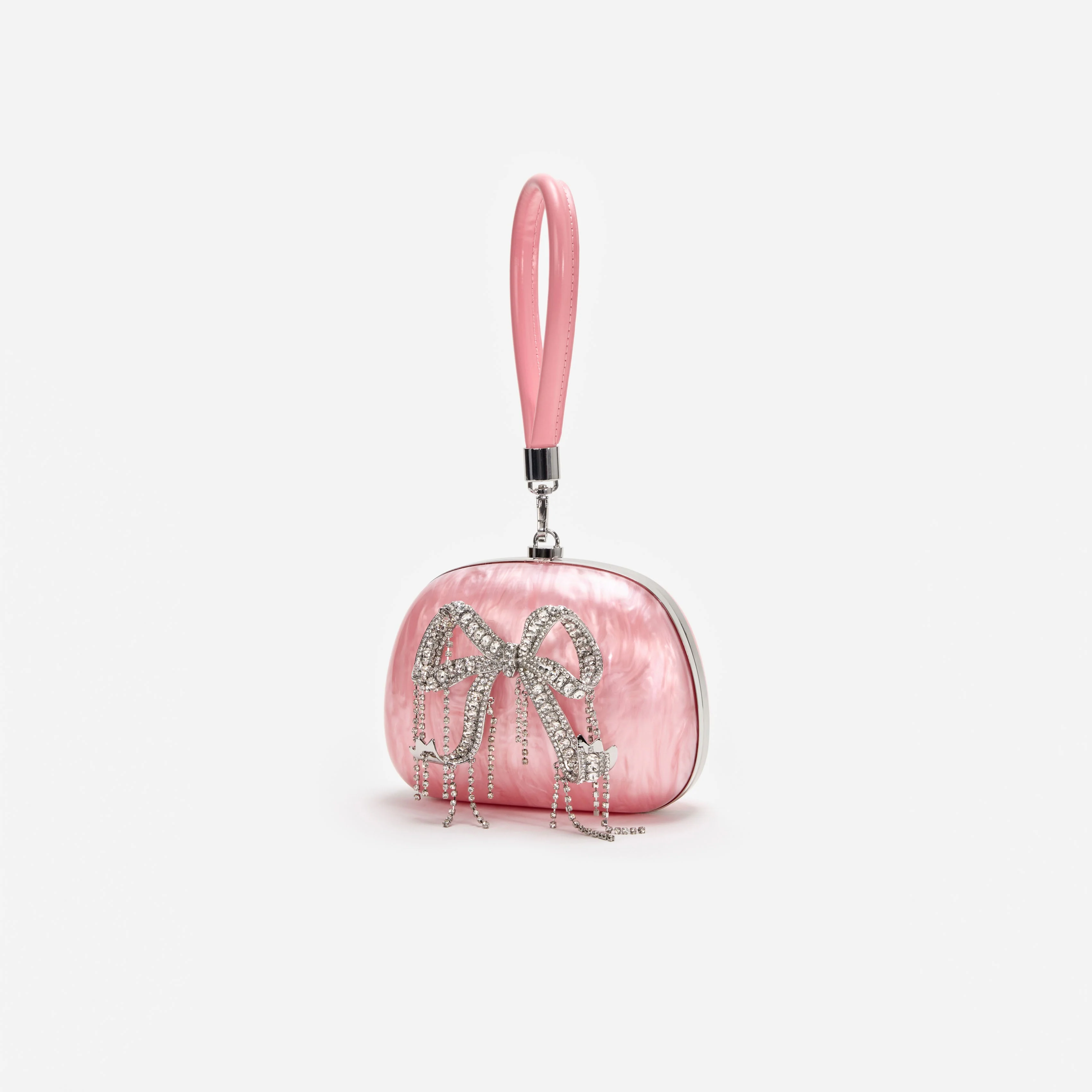 Pink Pearl Top Handle Clutch Bag - Image 2