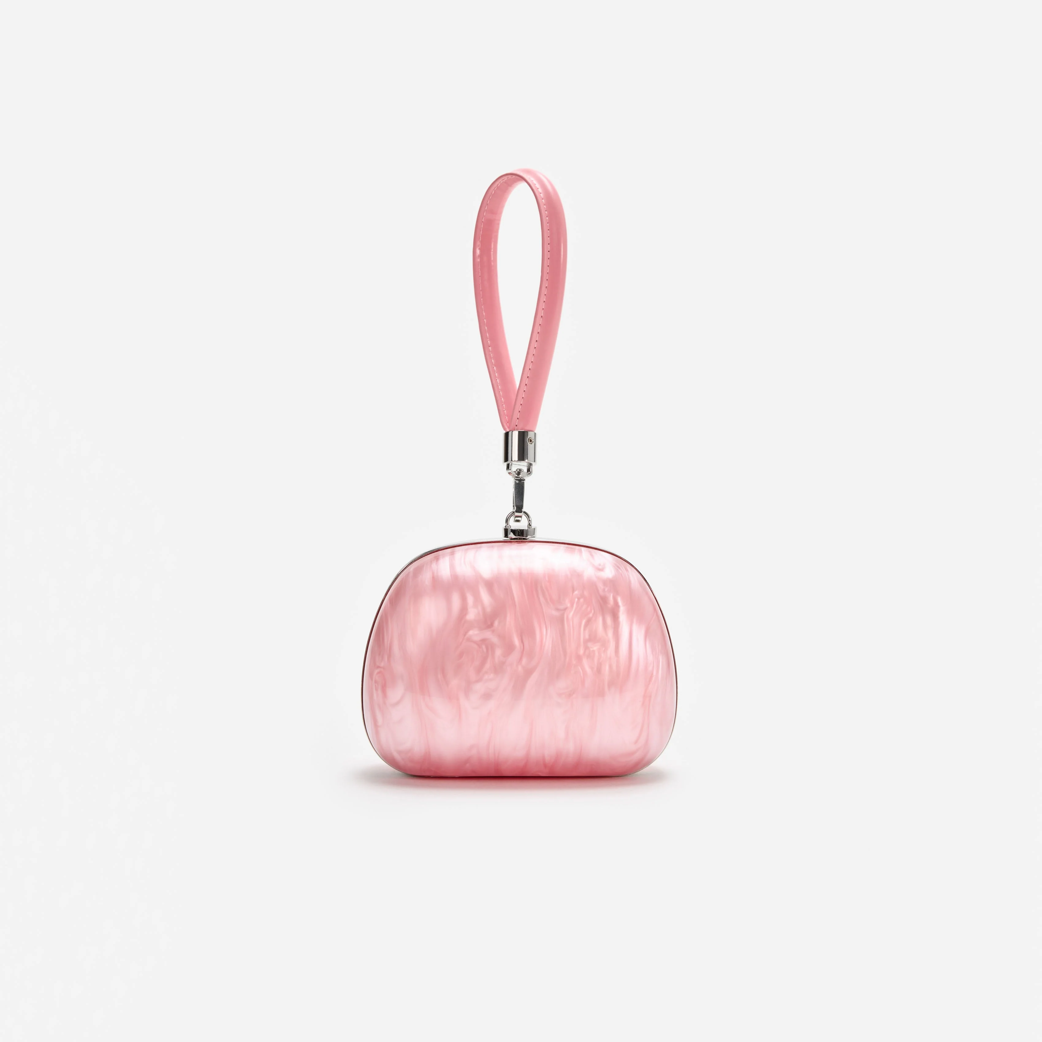 Pink Pearl Top Handle Clutch Bag - Image 3
