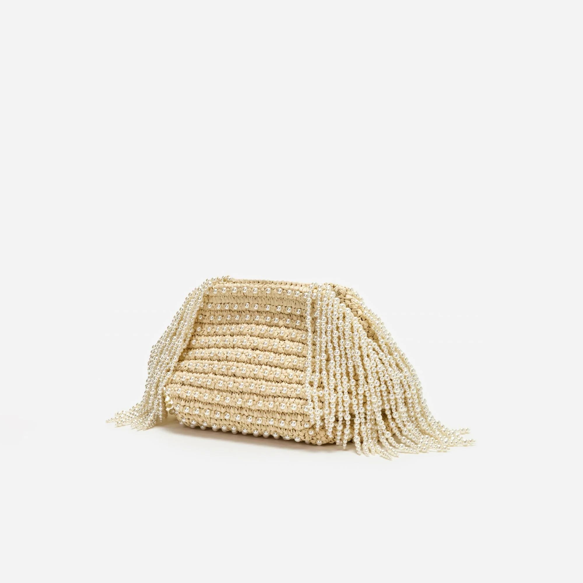 Raffia Pearl Fringe Clutch - Image 2