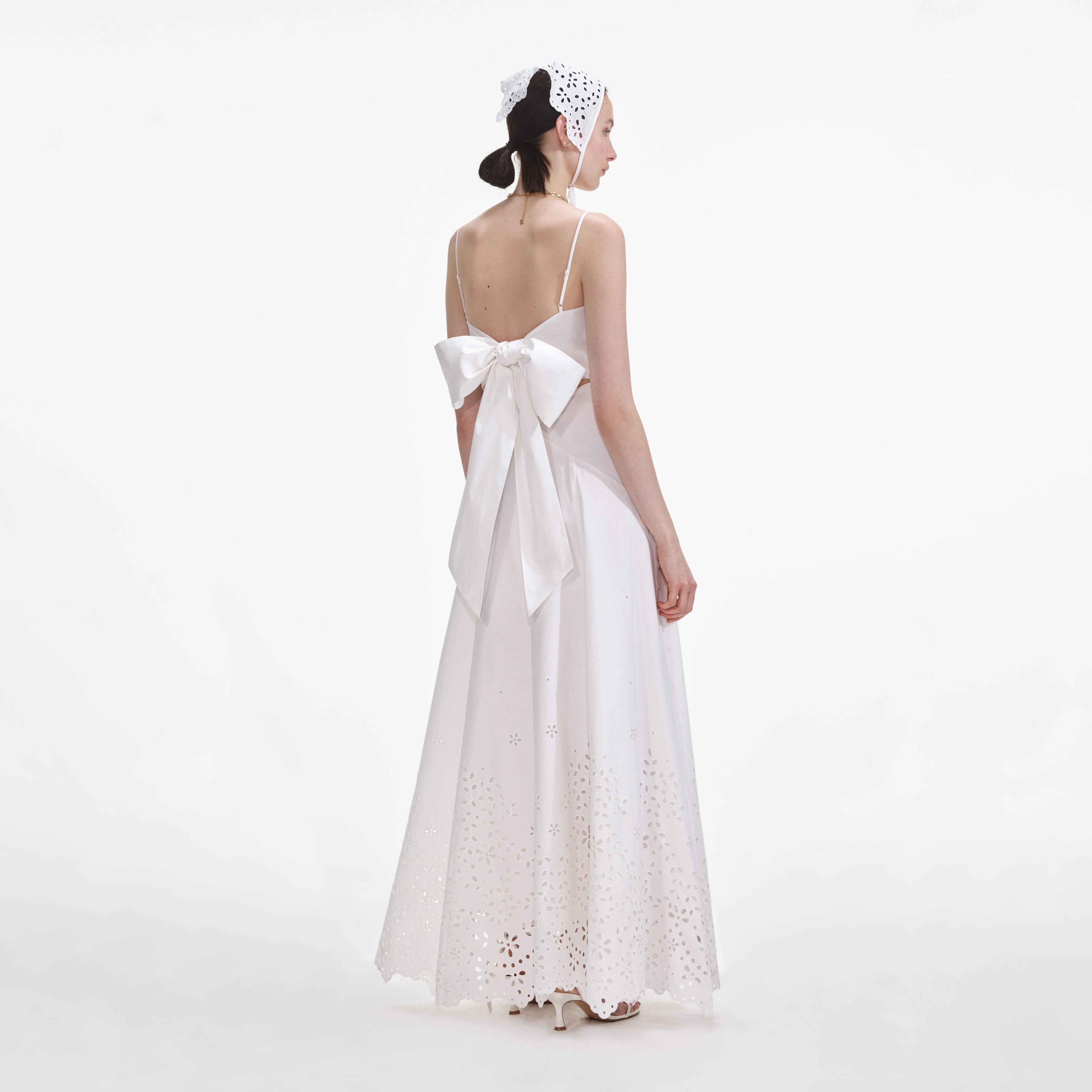 White Cotton Embroidered Maxi Dress - Image 3