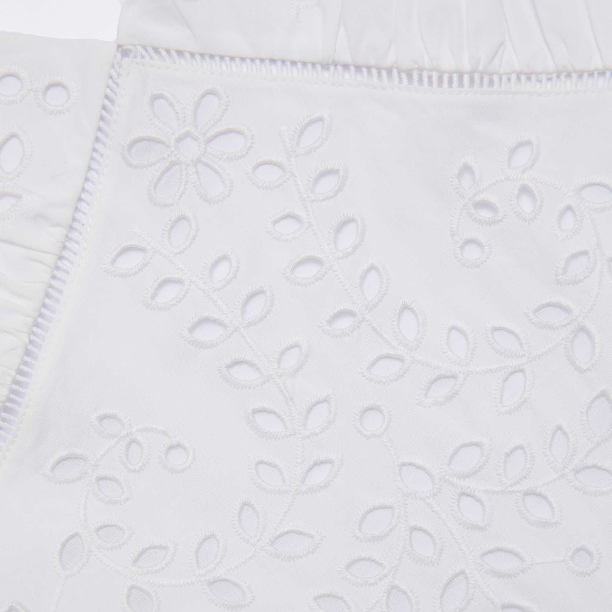 White Cotton Embroidered Strappy Midi Dress - Image 5