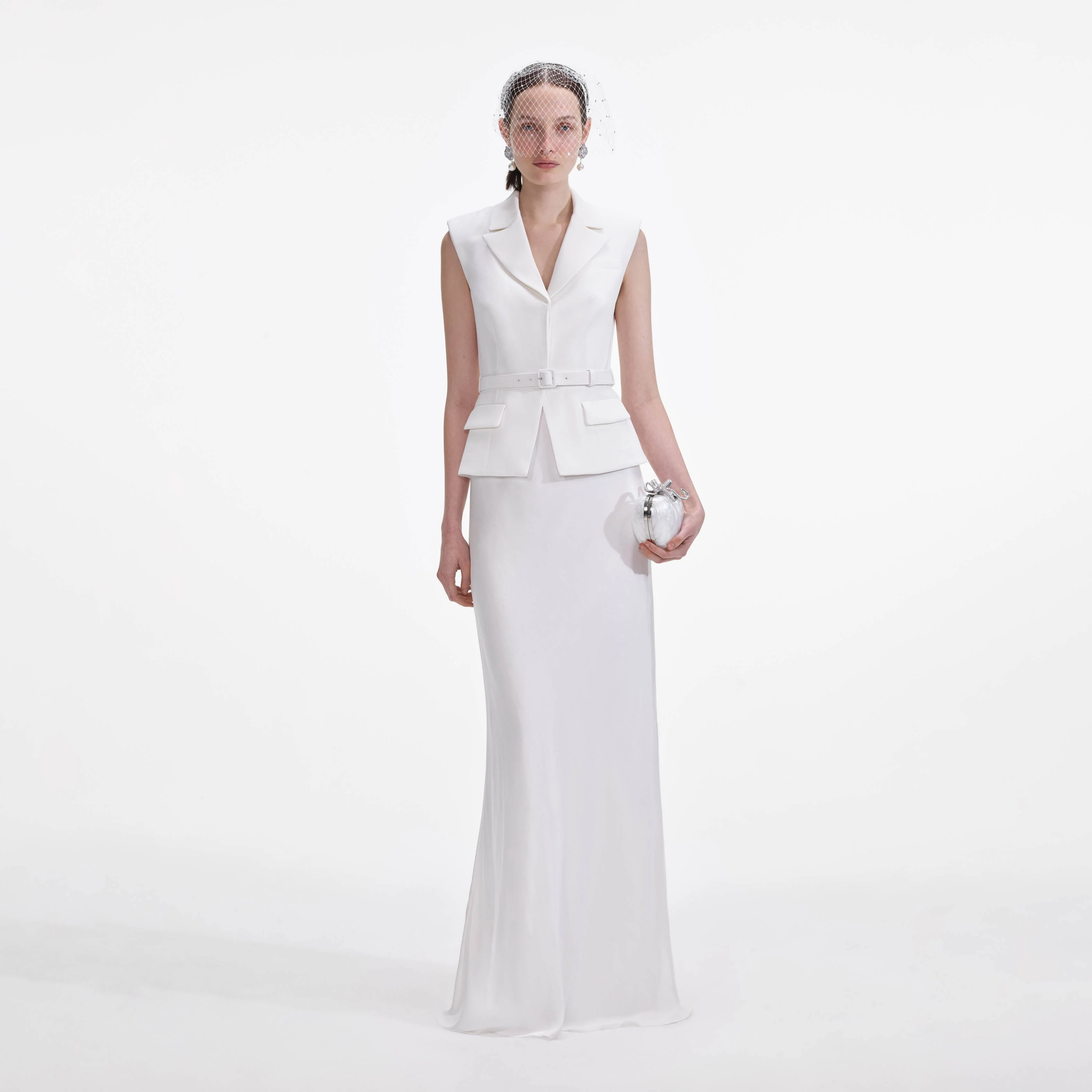 White Crepe Maxi Dress