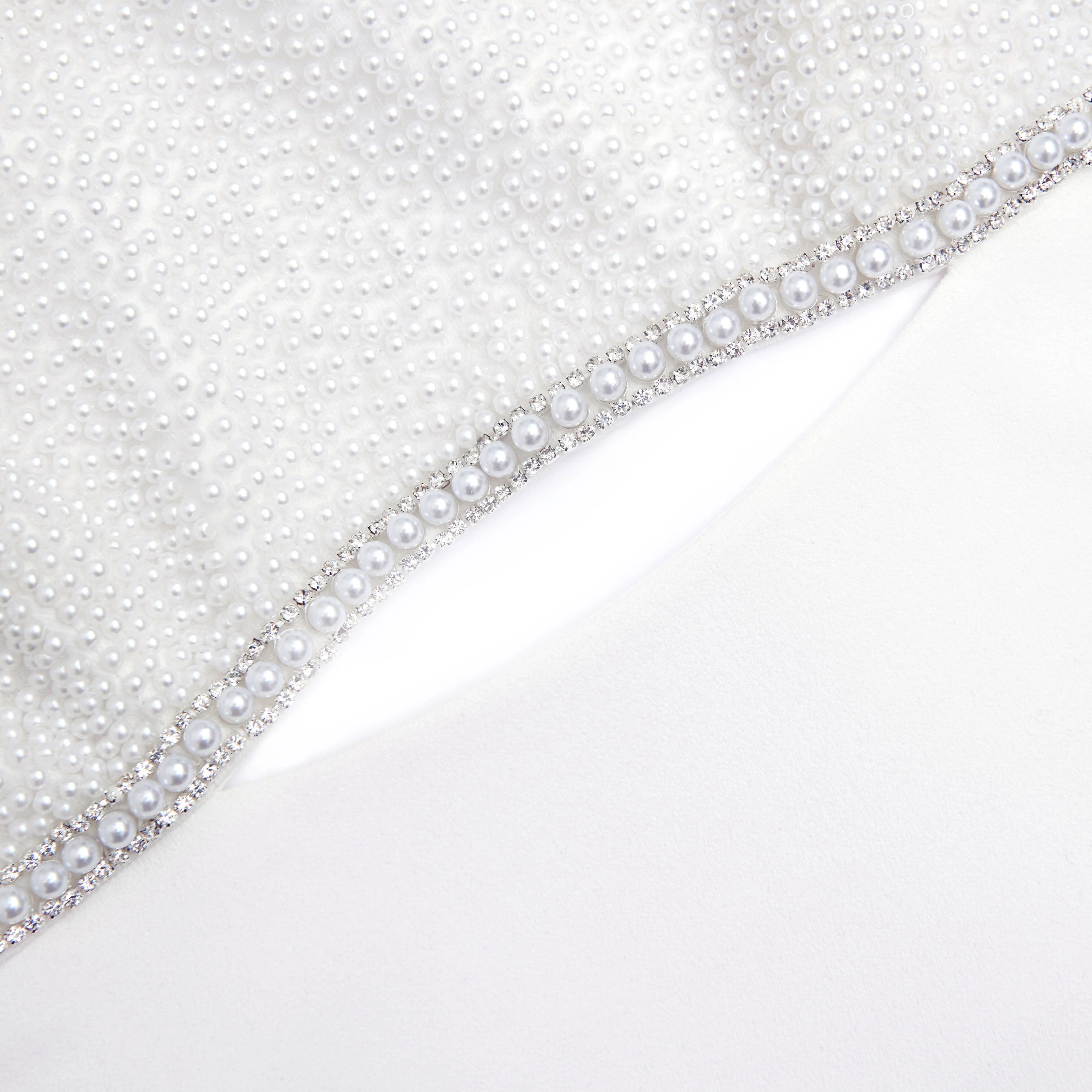 White Crepe Pearl Bow Mini Dress - Image 6