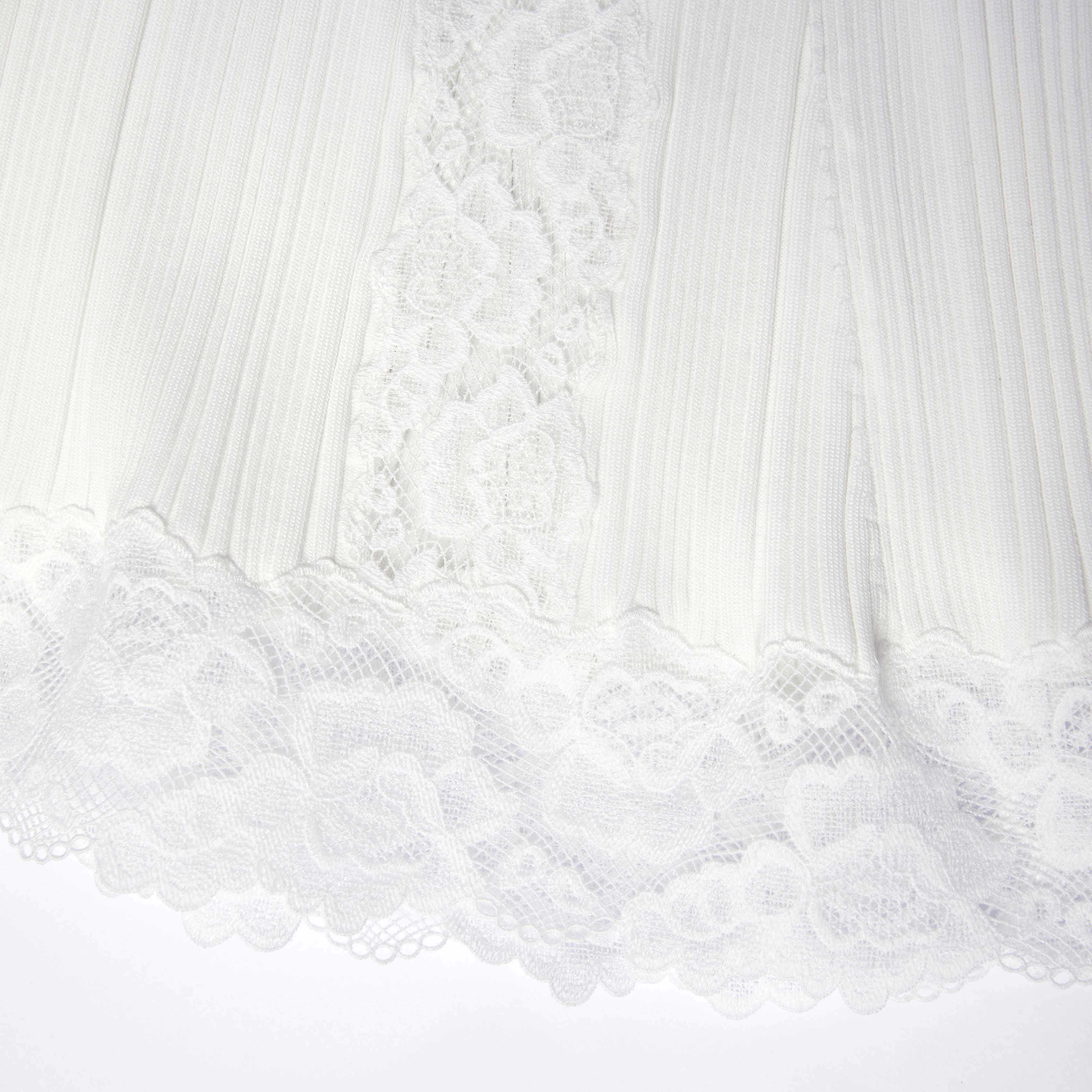 White Knit Lace Insert Midi Dress - Image 5