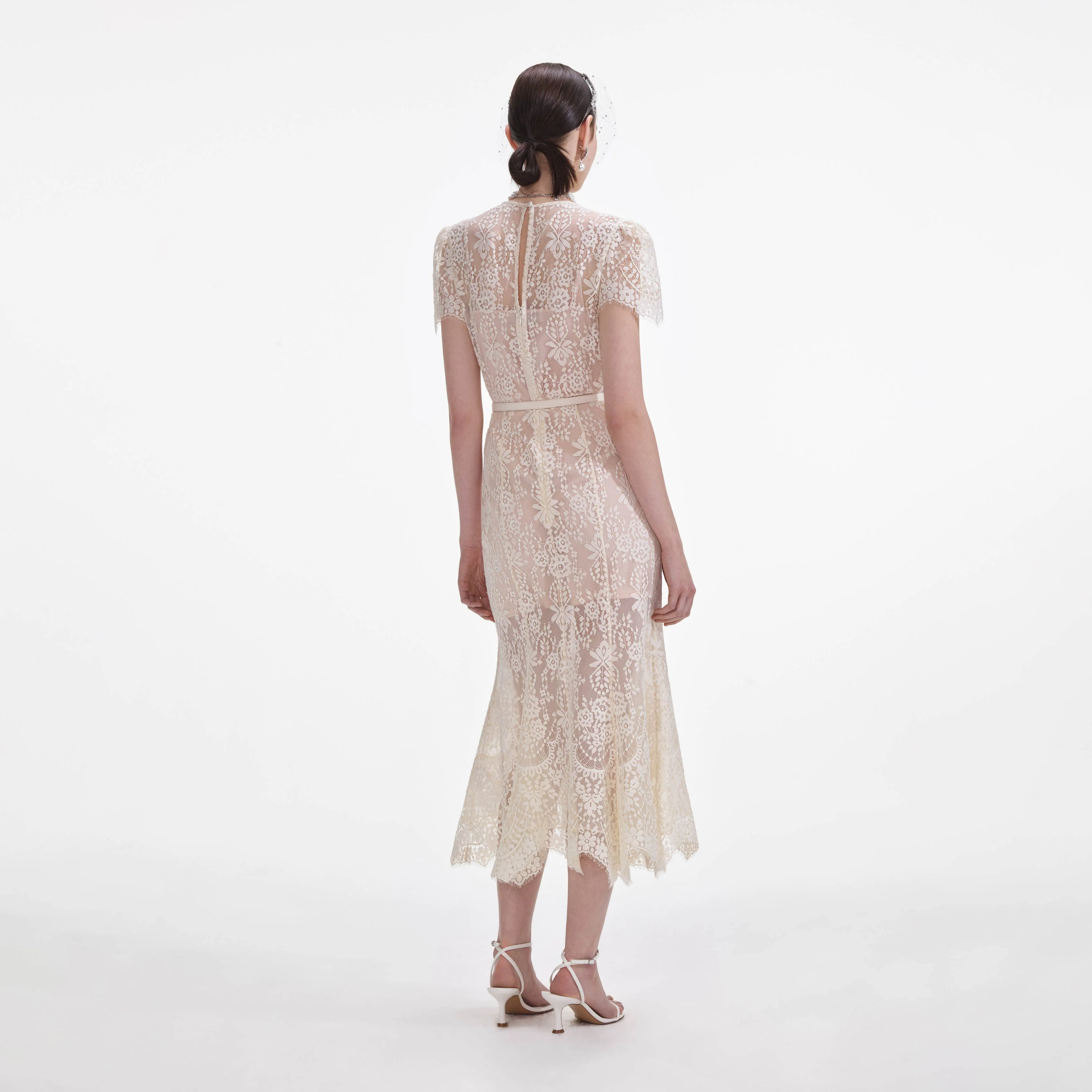 White Lace Midi Dress - Image 3