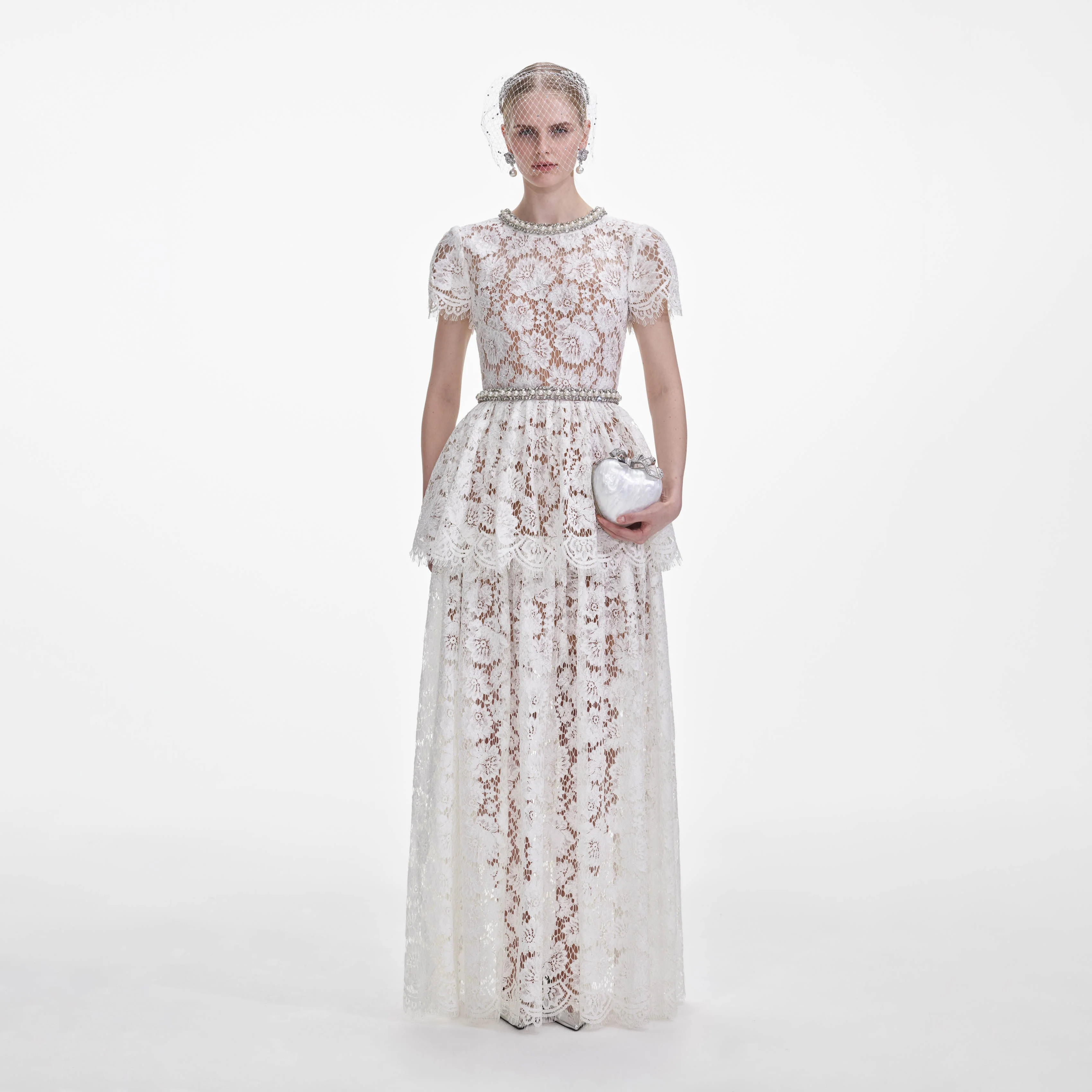 White Lace Tiered Maxi Dress