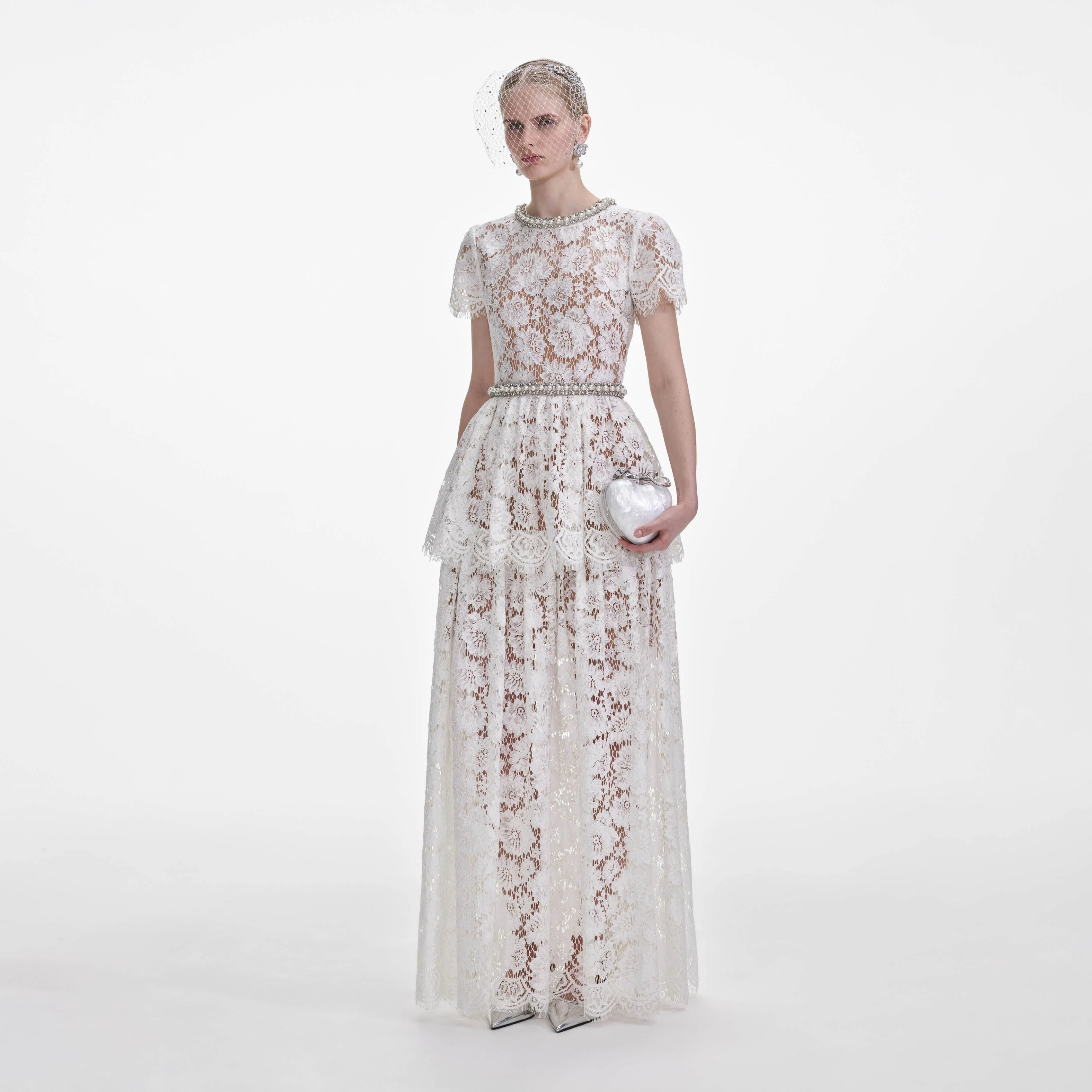 White Lace Tiered Maxi Dress - Image 2