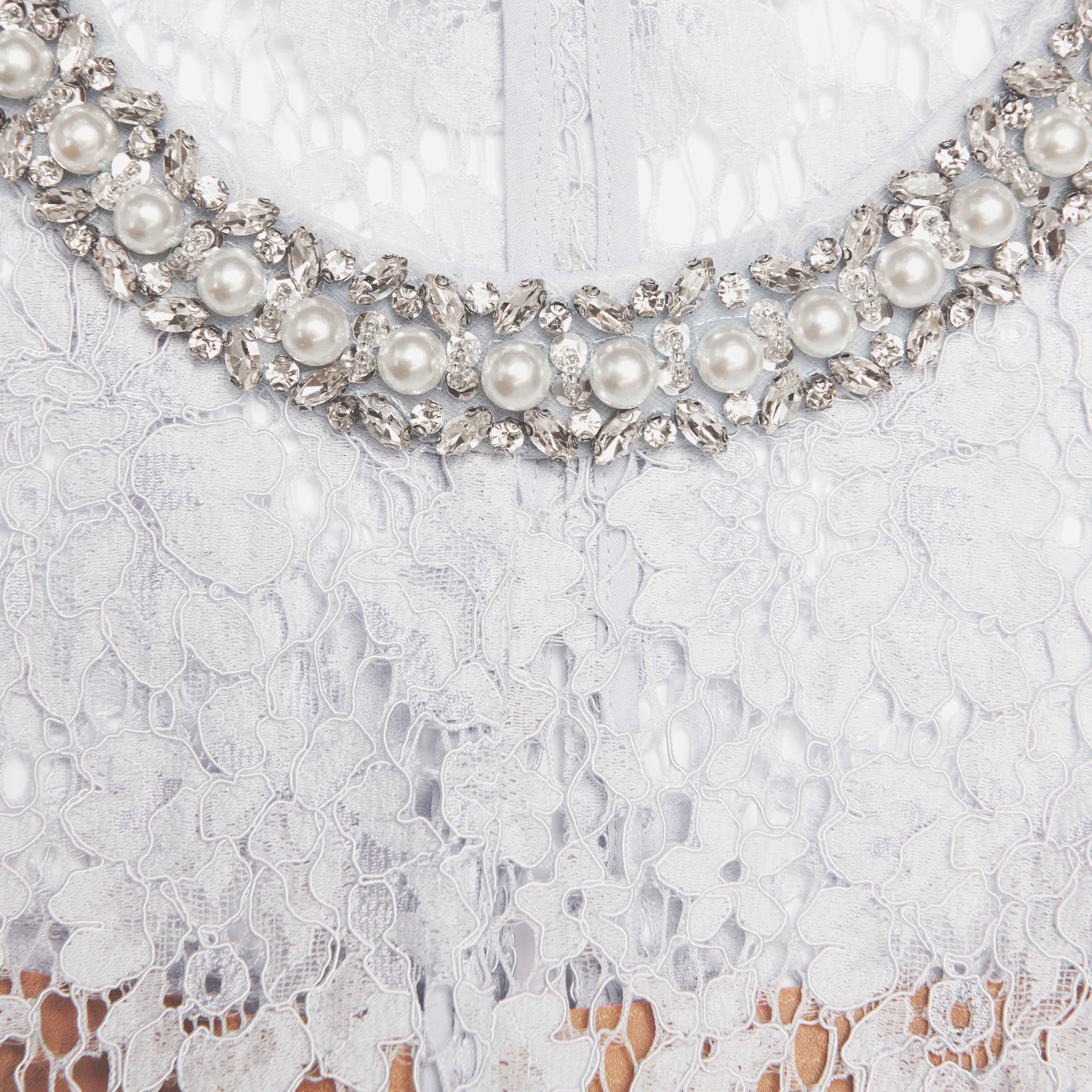 White Lace Tiered Maxi Dress - Image 5