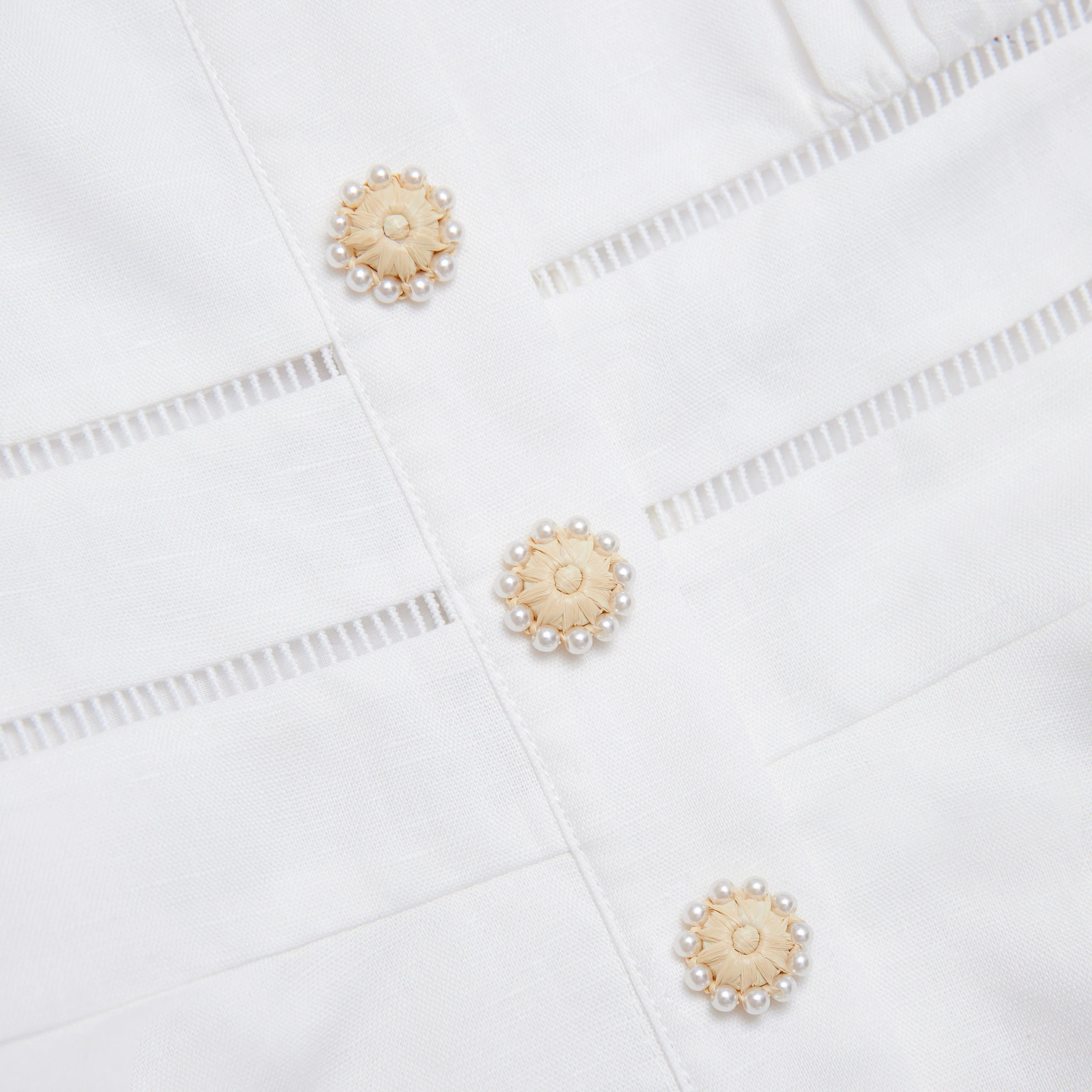 White Linen Peplum Top - Image 5