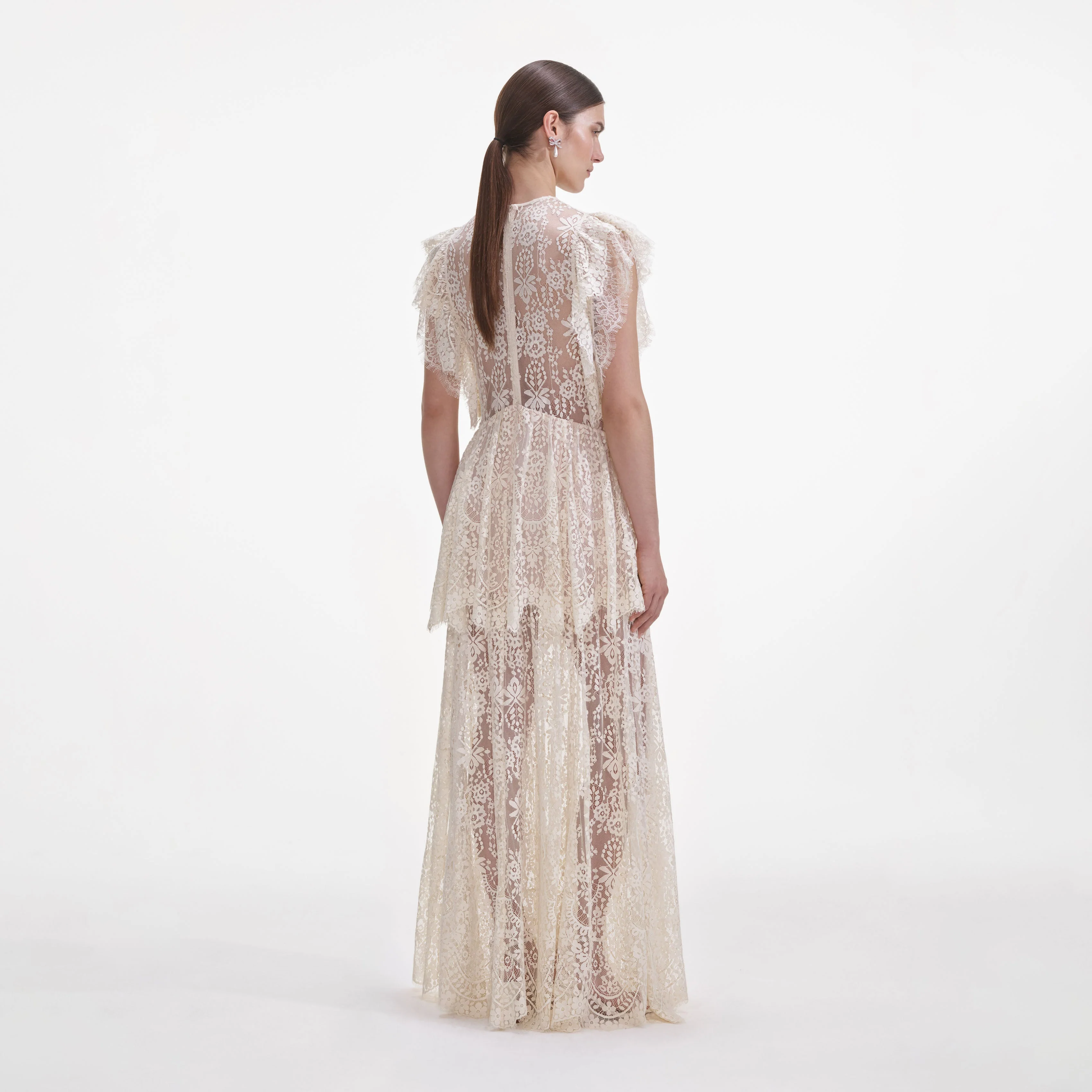 White Tiered Lace Maxi Dress - Image 3