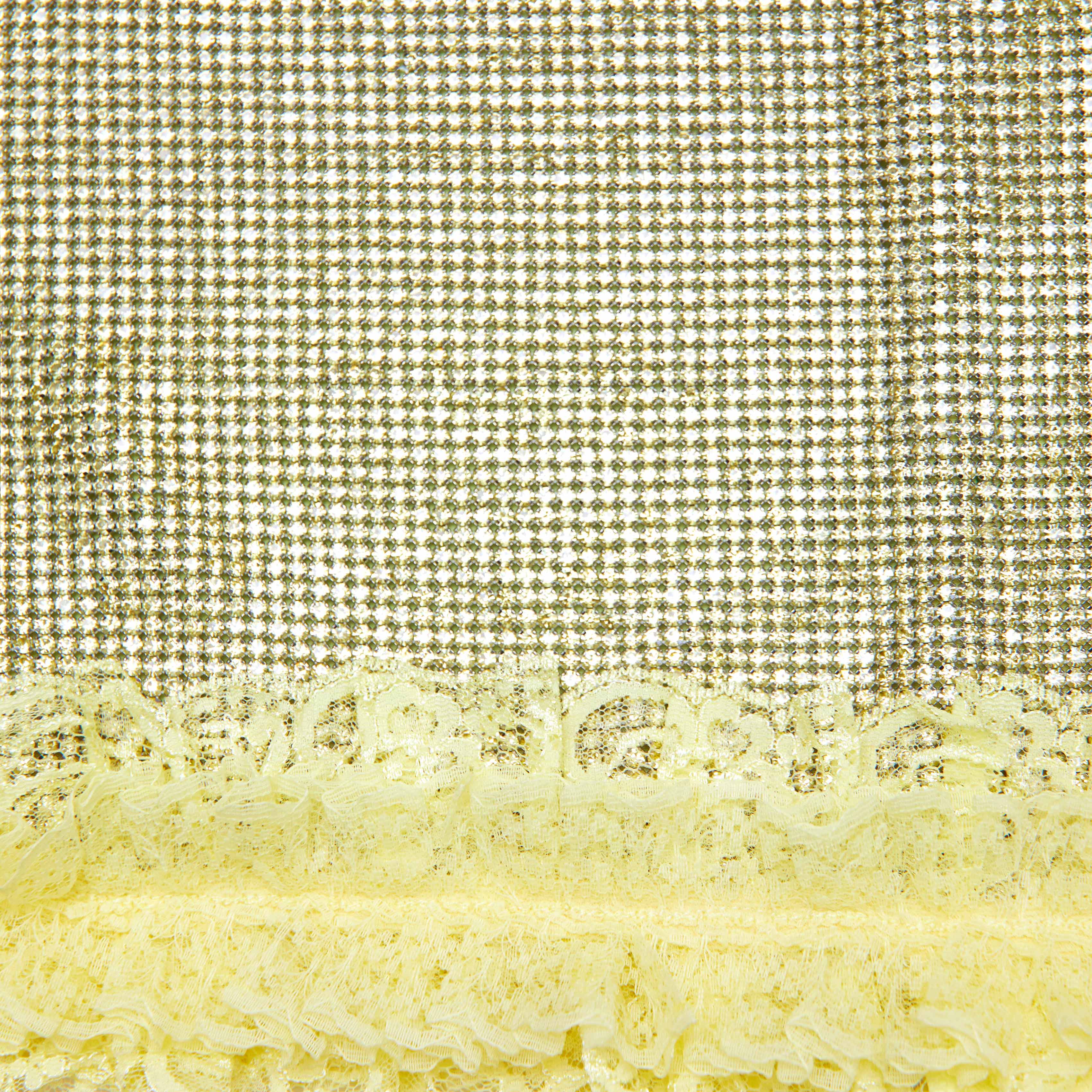Yellow Crystal Chainmail Mini Skirt - Image 5