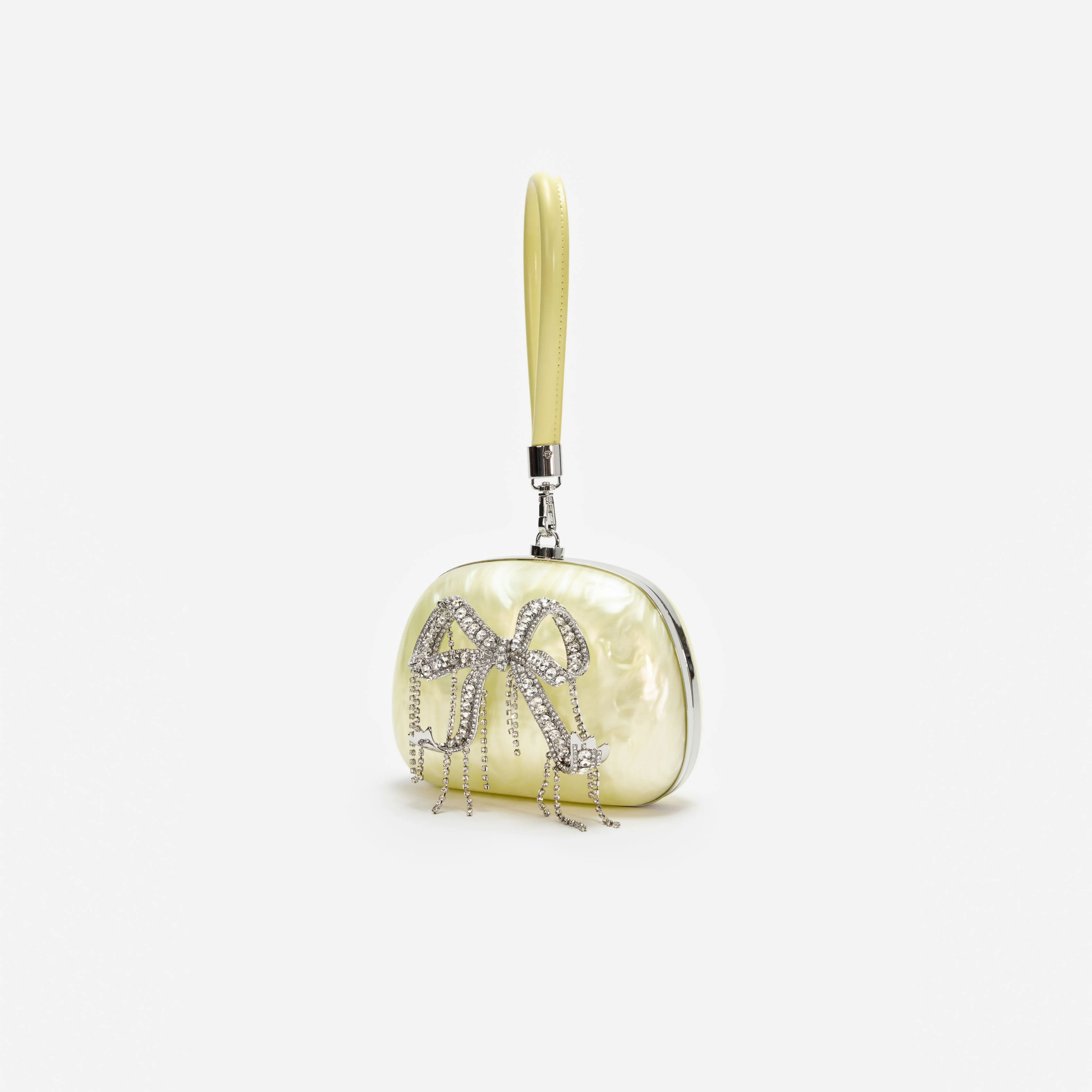 Yellow Pearl Top Handle Clutch Bag - Image 2