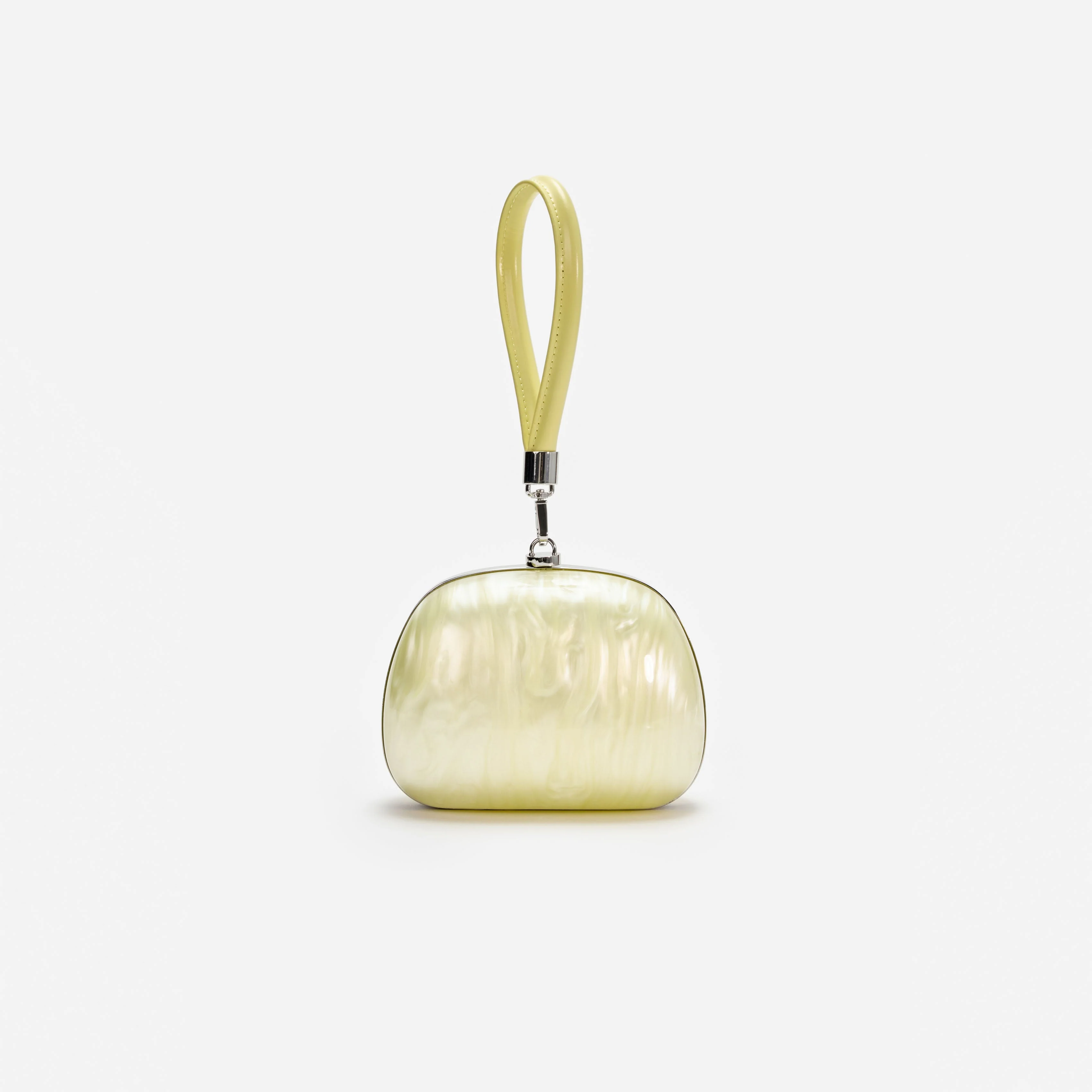 Yellow Pearl Top Handle Clutch Bag - Image 3