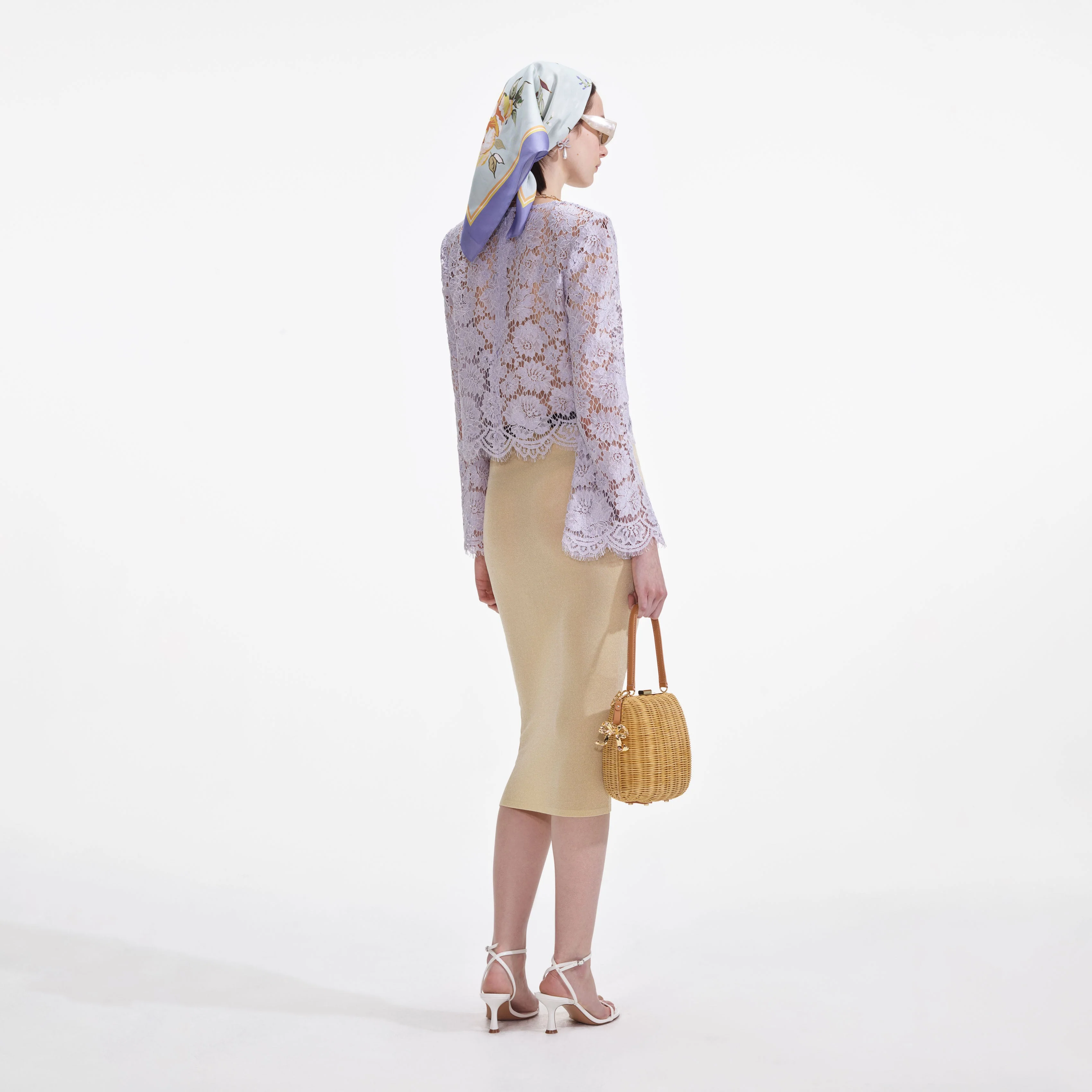 Yellow Viscose Knit Midi Skirt - Image 3