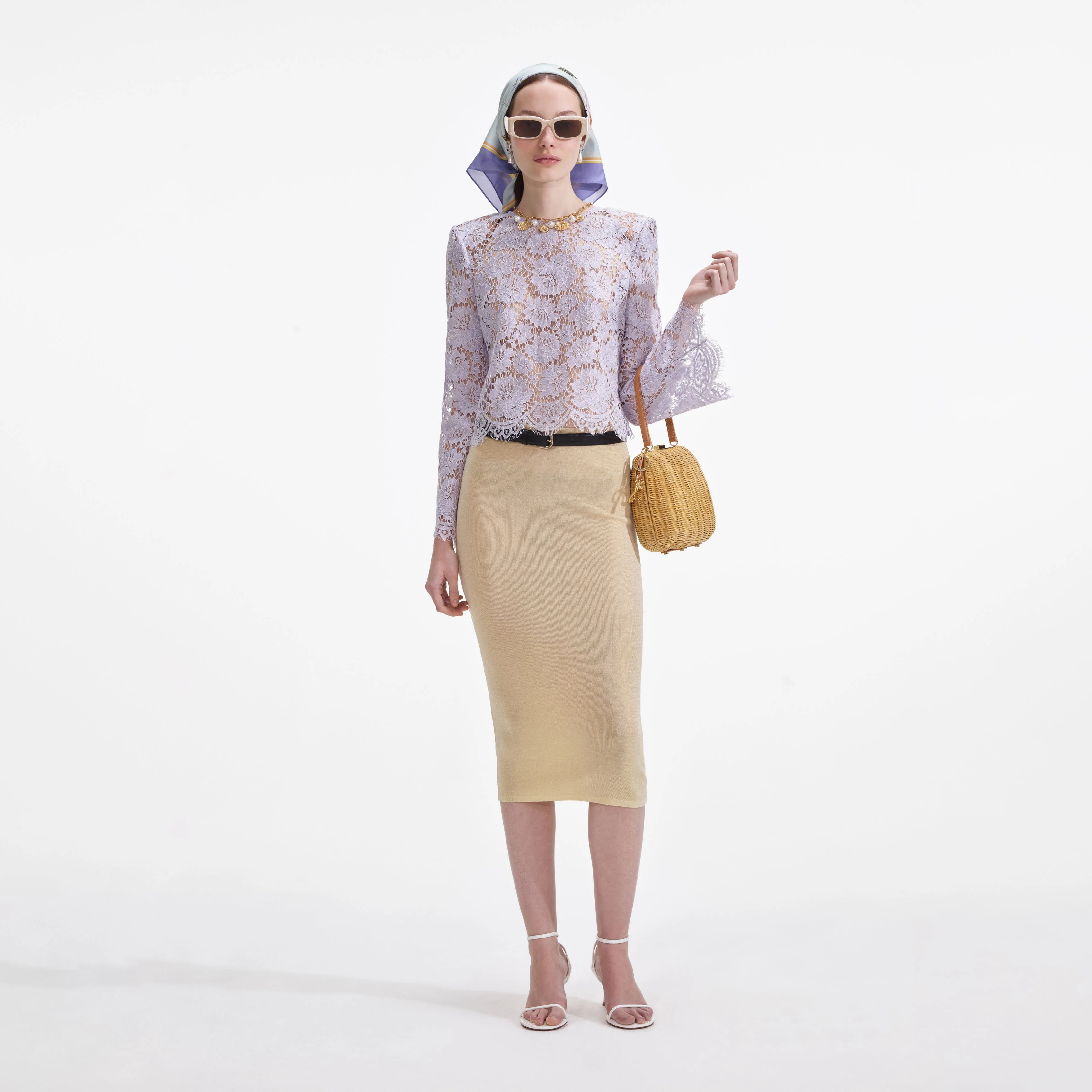 Yellow Viscose Knit Midi Skirt - Image 4