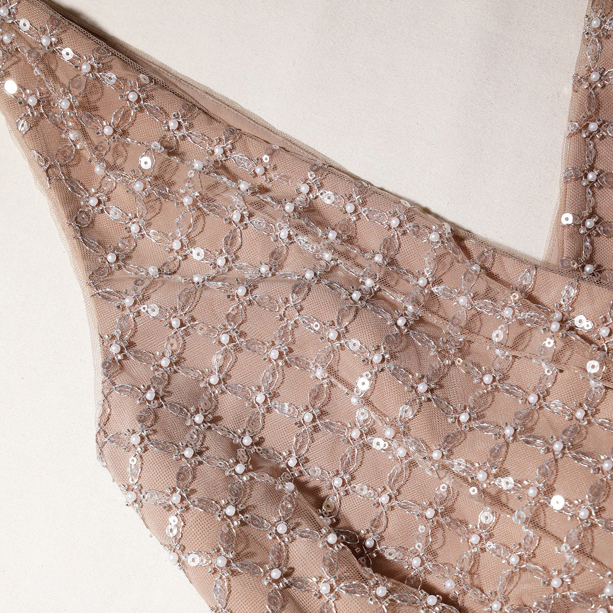 Tan Grid Sequin Tiered Mini Dress - Image 4