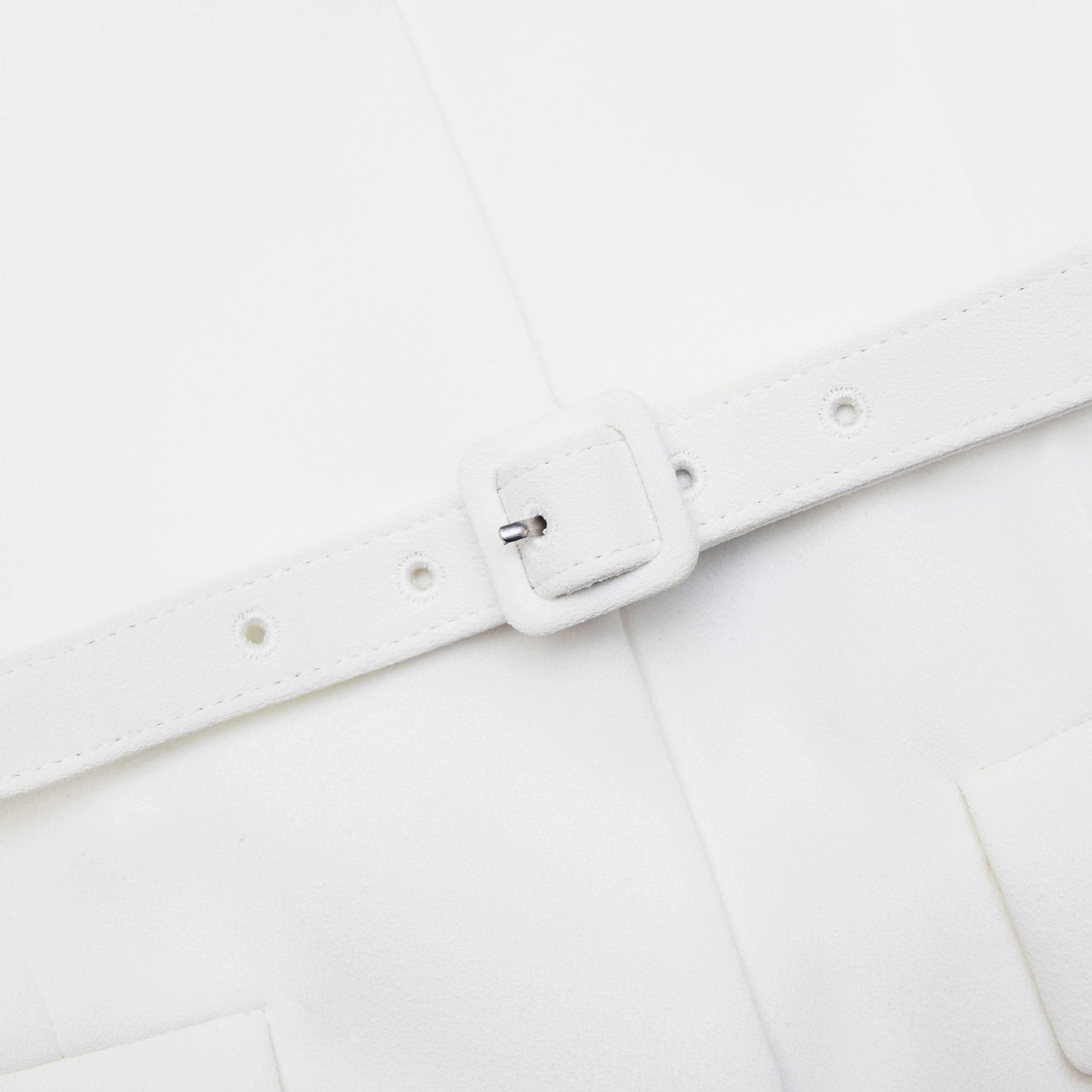 White Crepe Tailored Midi Dress - Image 5