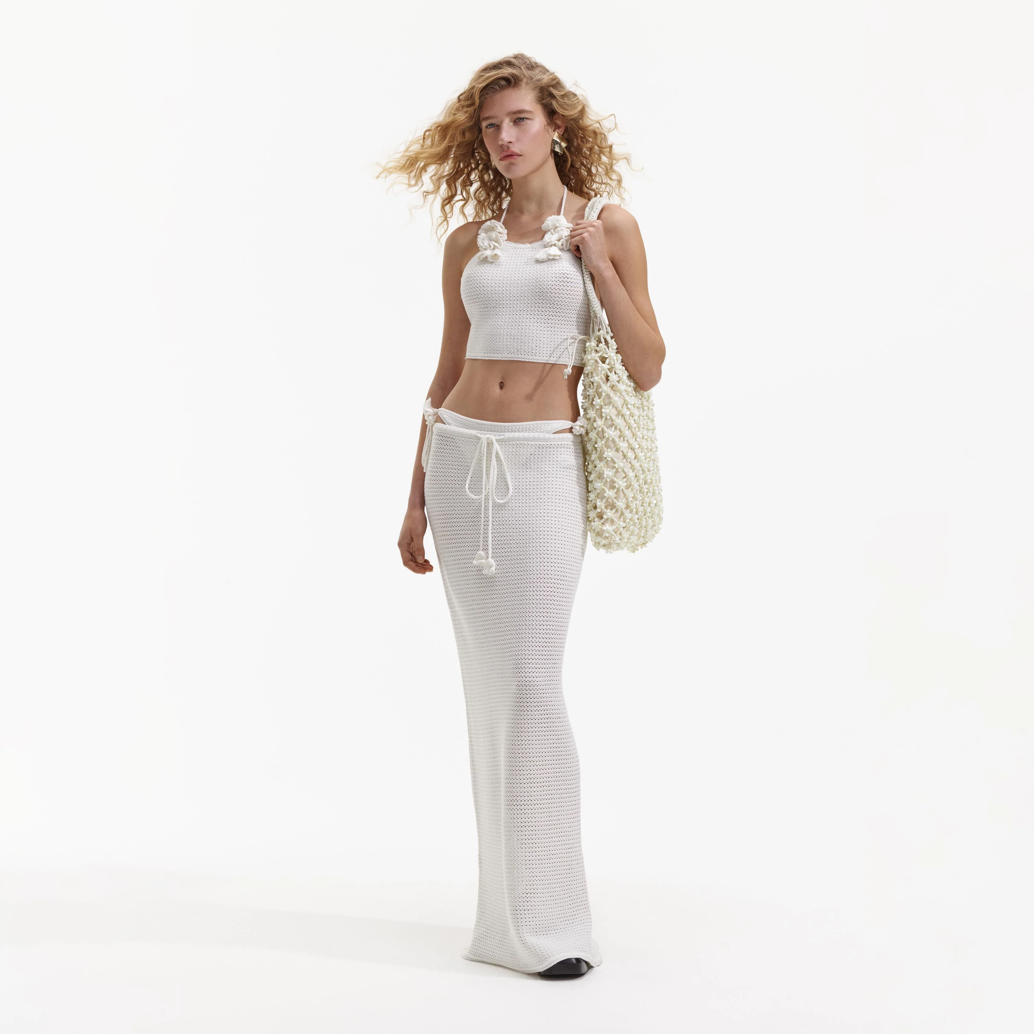White Crochet Maxi Skirt - Image 2