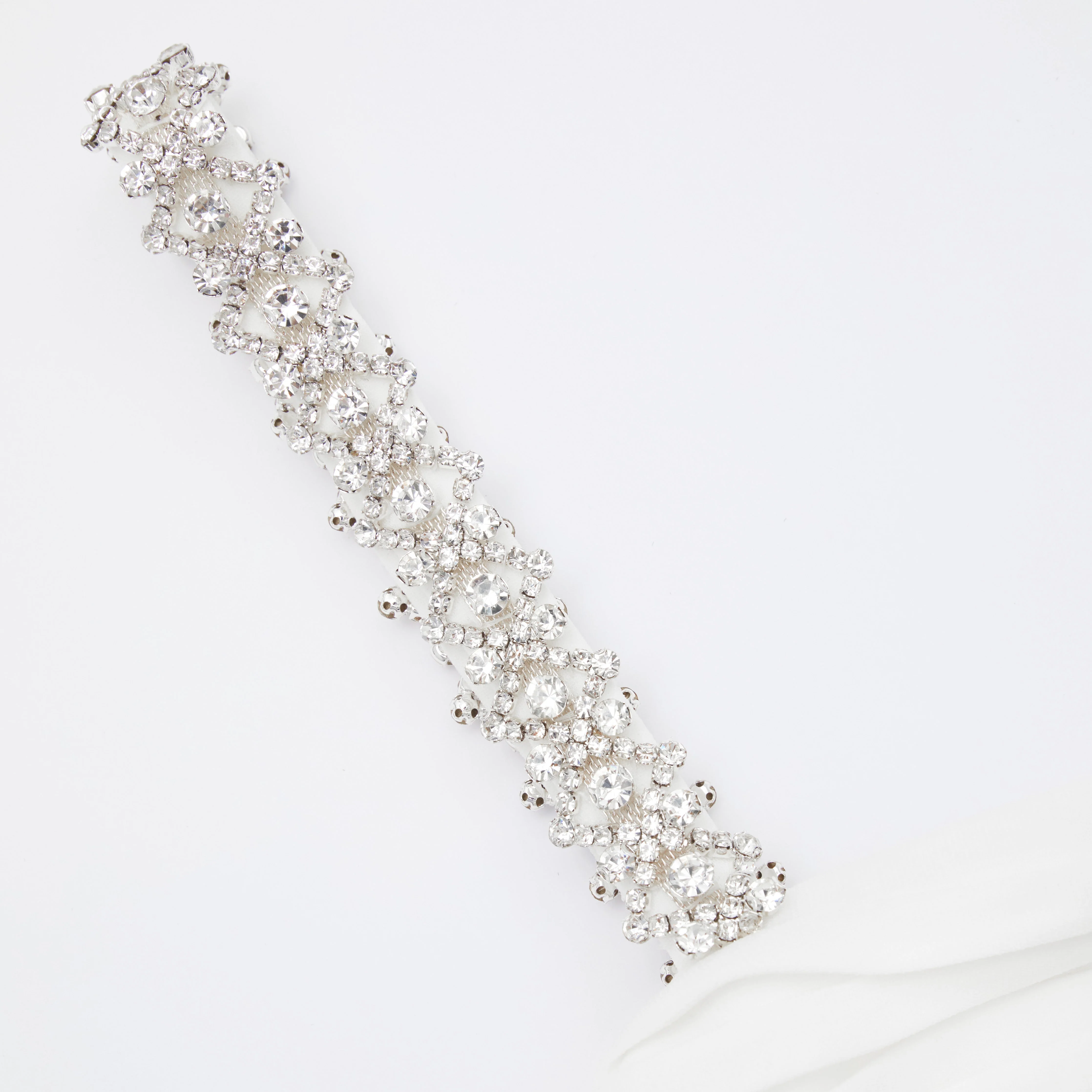 White Stretch Crepe Diamante Midi Dress - Image 6