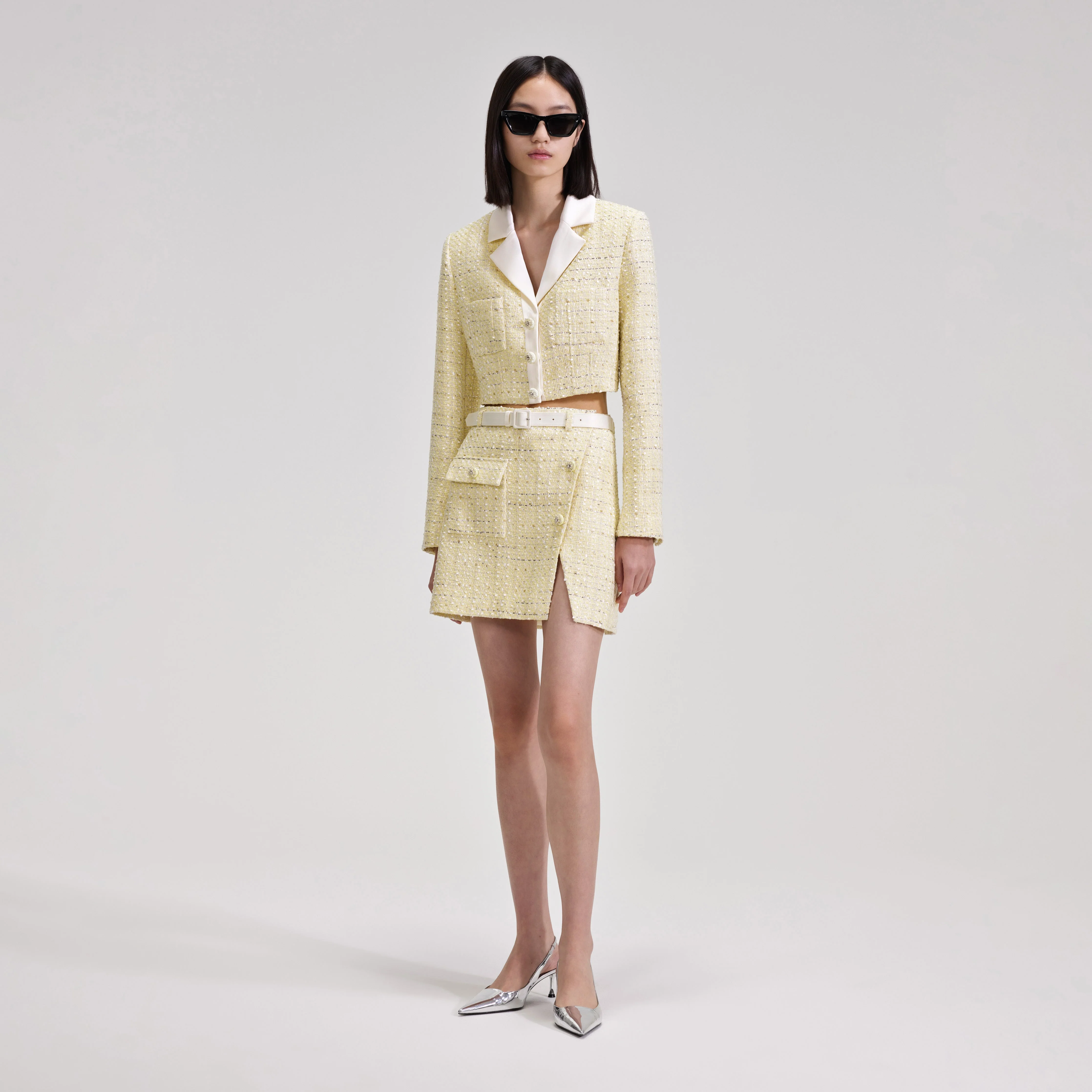 Yellow Boucle Mini Skirt - Image 2