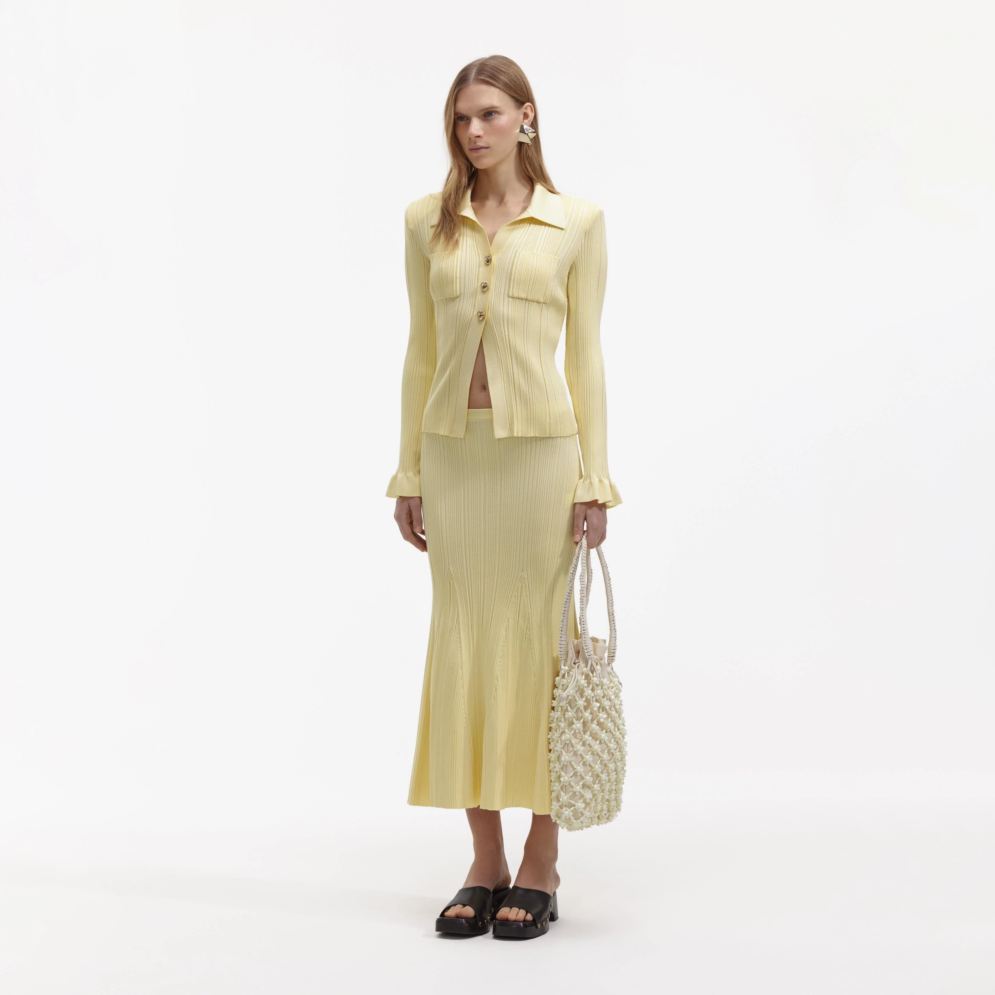 Yellow Ribbed Viscose Knit Top - Image 2