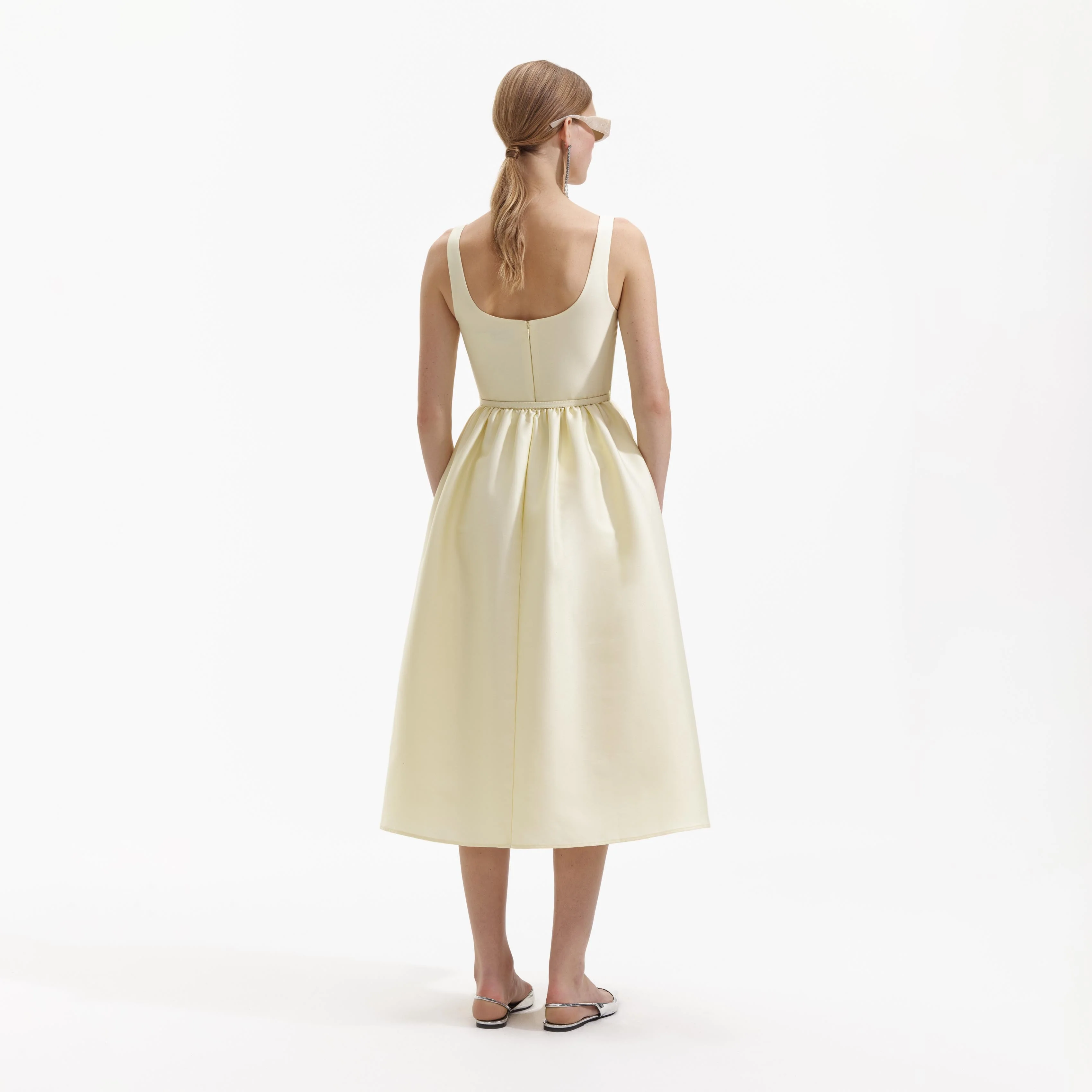 Yellow Taffeta Midi Dress - Image 3